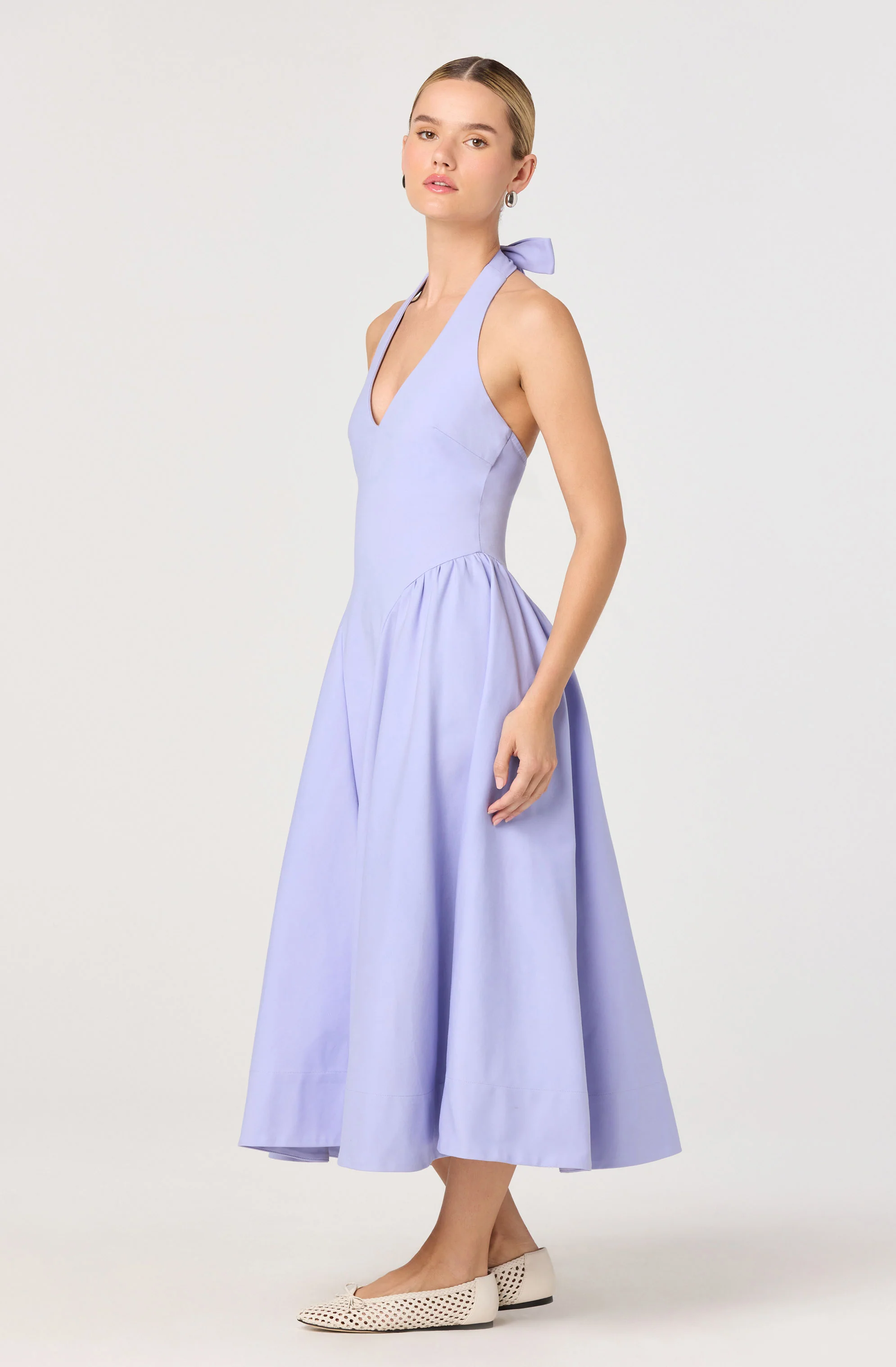 Meana Halter Plunge Drop-Waist Midi Dress - Image 15