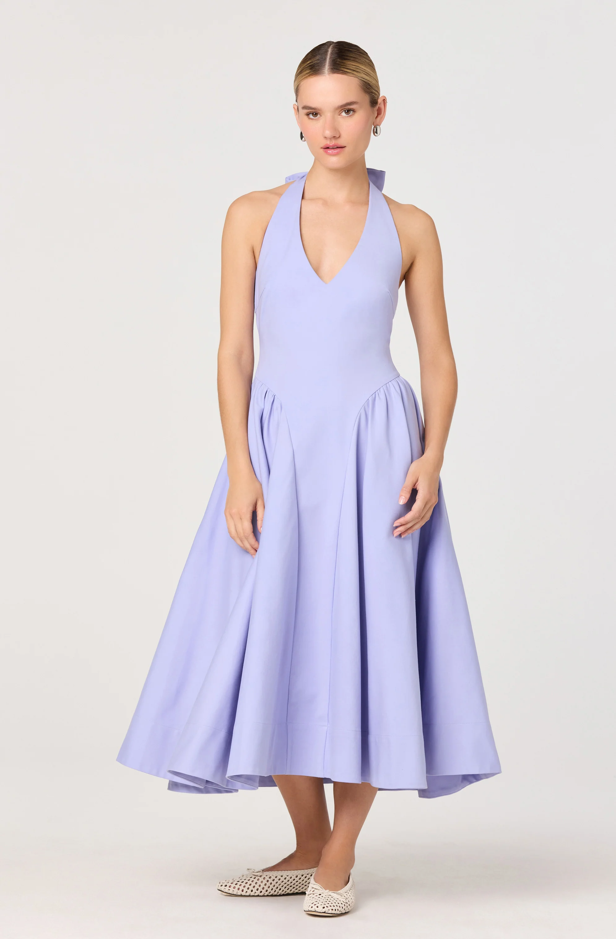 Meana Halter Plunge Drop-Waist Midi Dress - Image 16