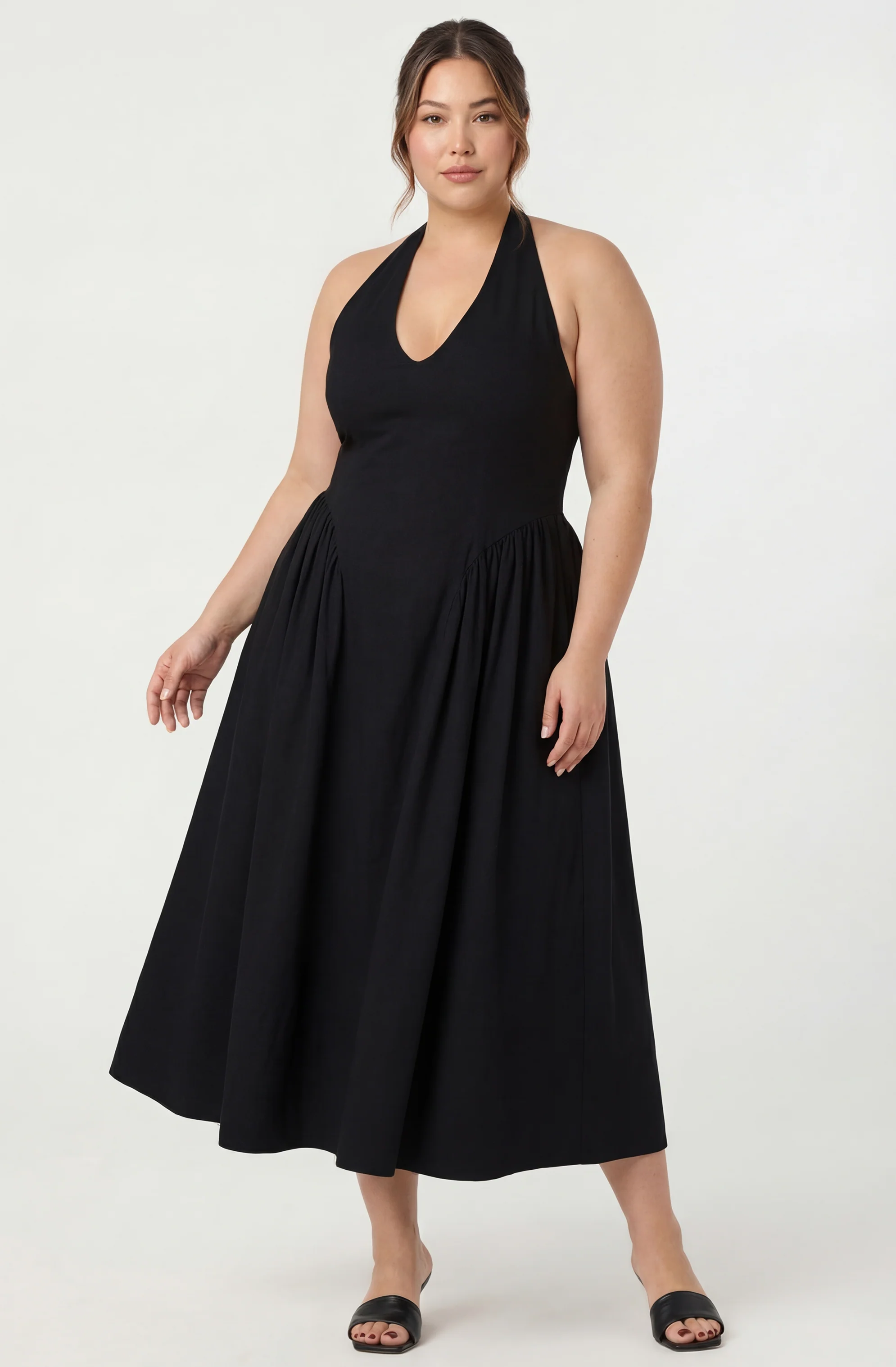 Meana Halter Plunge Drop-Waist Midi Dress - Image 19