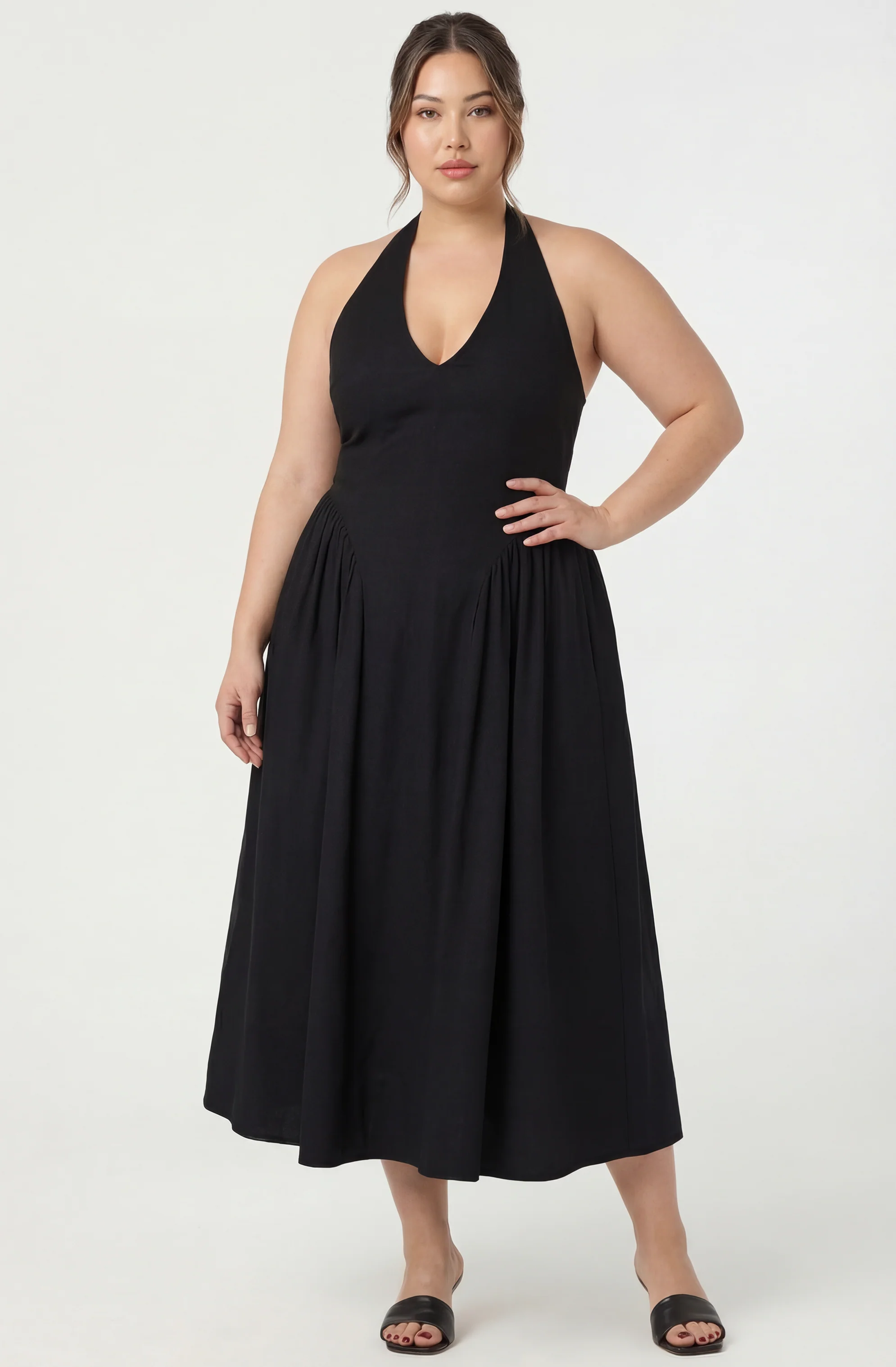 Meana Halter Plunge Drop-Waist Midi Dress - Image 20