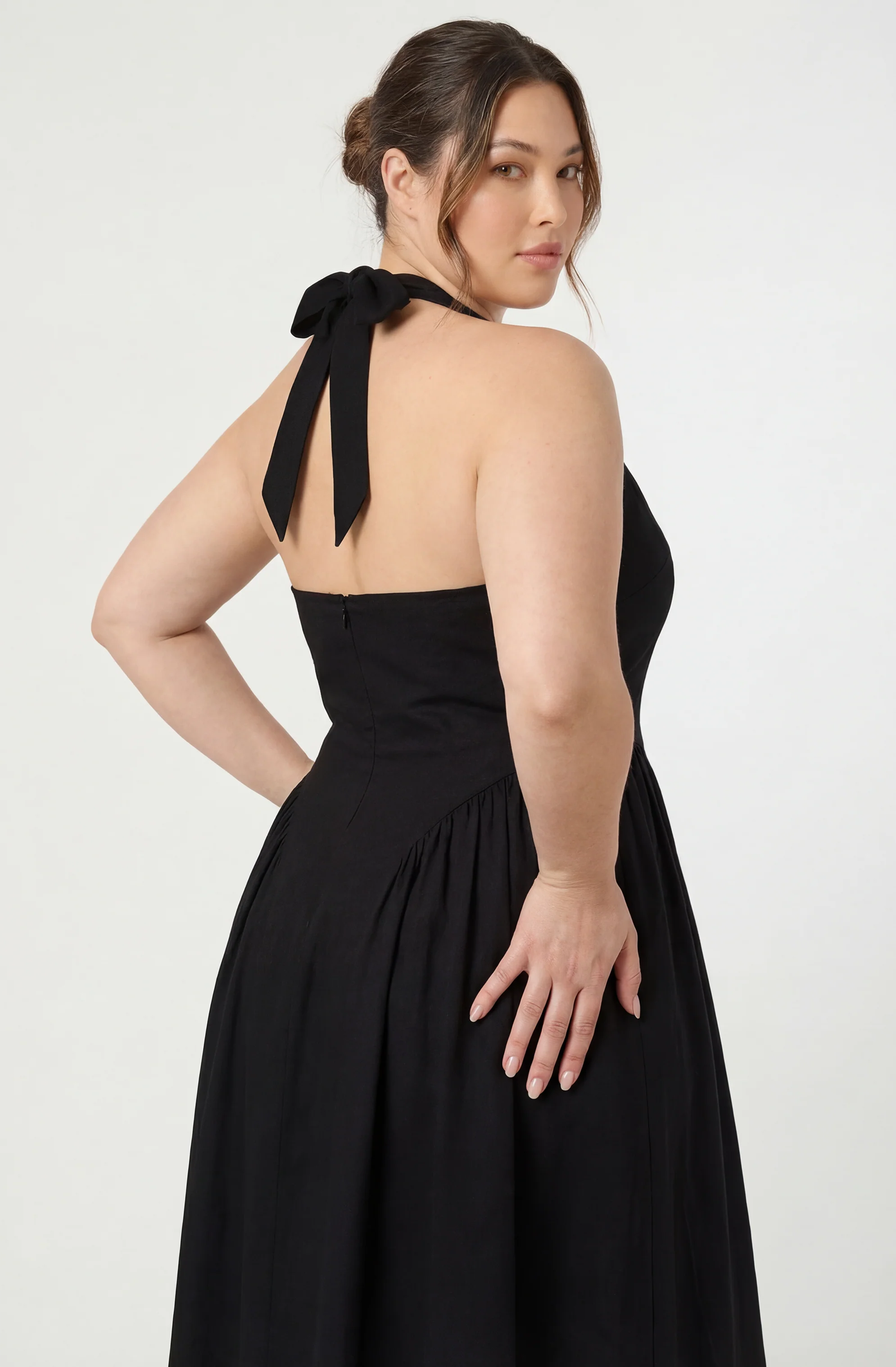 Meana Halter Plunge Drop-Waist Midi Dress - Image 24