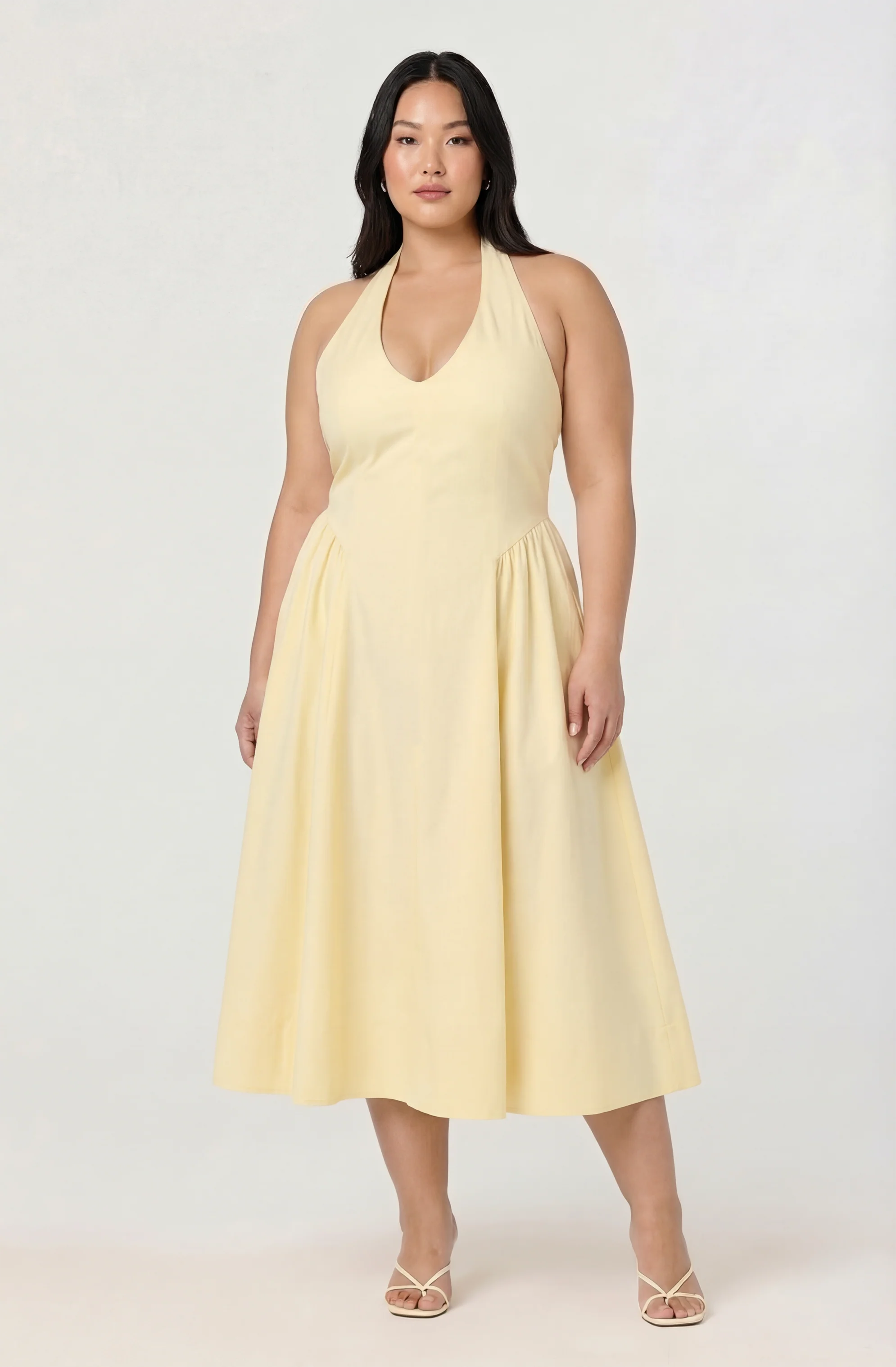 Meana Halter Plunge Drop-Waist Midi Dress - Image 25