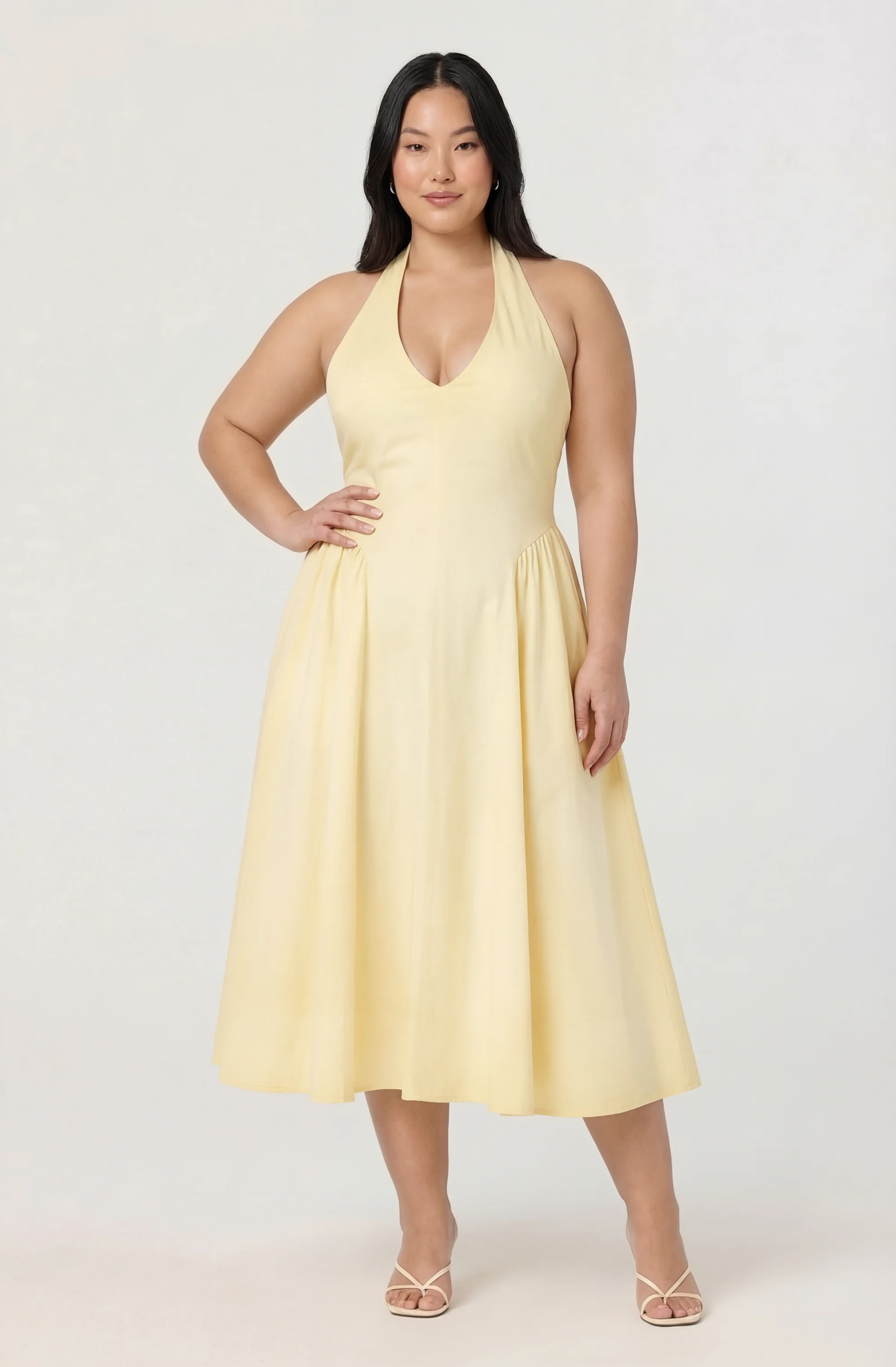 Meana Halter Plunge Drop-Waist Midi Dress - Image 26