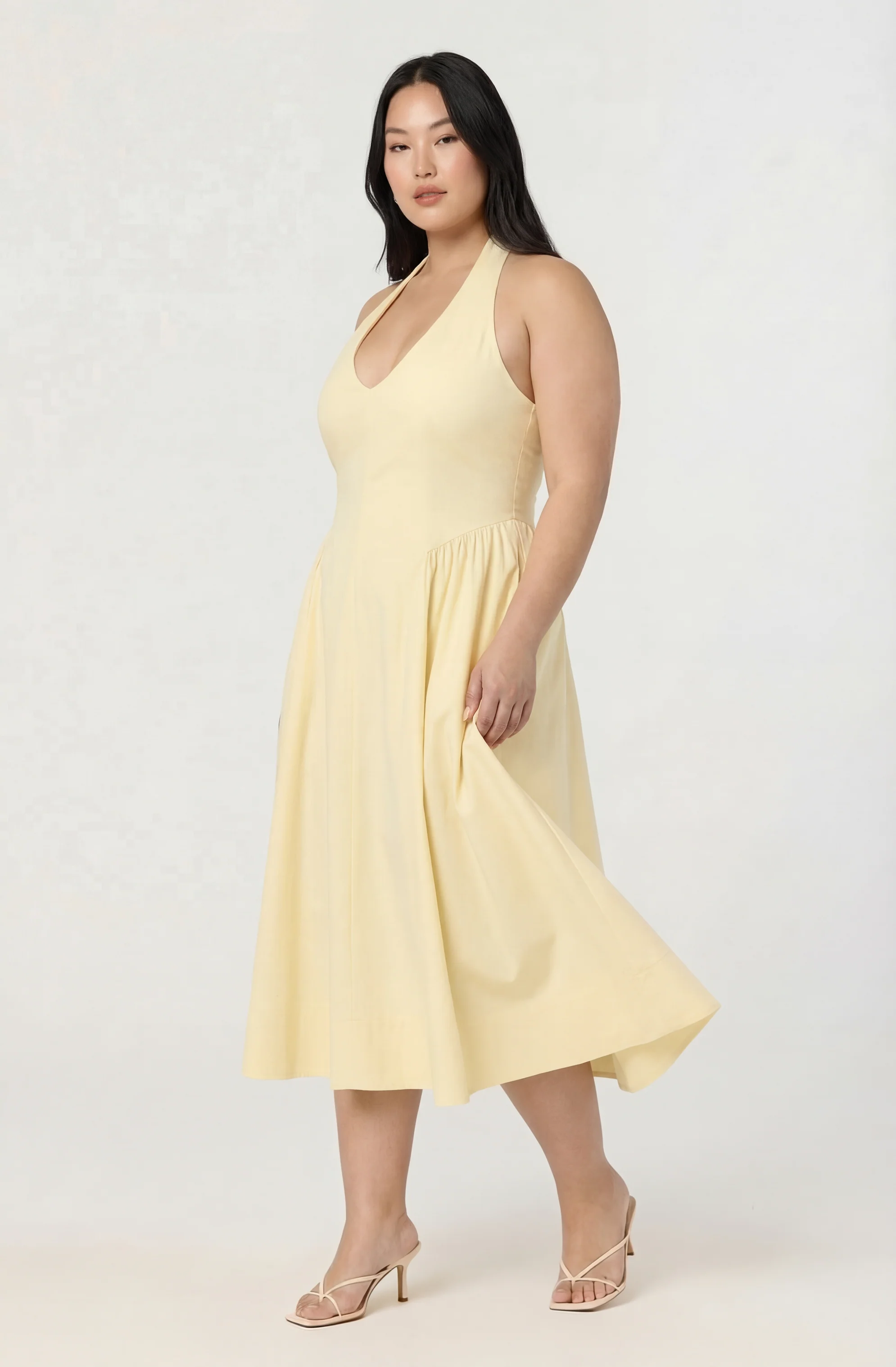 Meana Halter Plunge Drop-Waist Midi Dress - Image 27