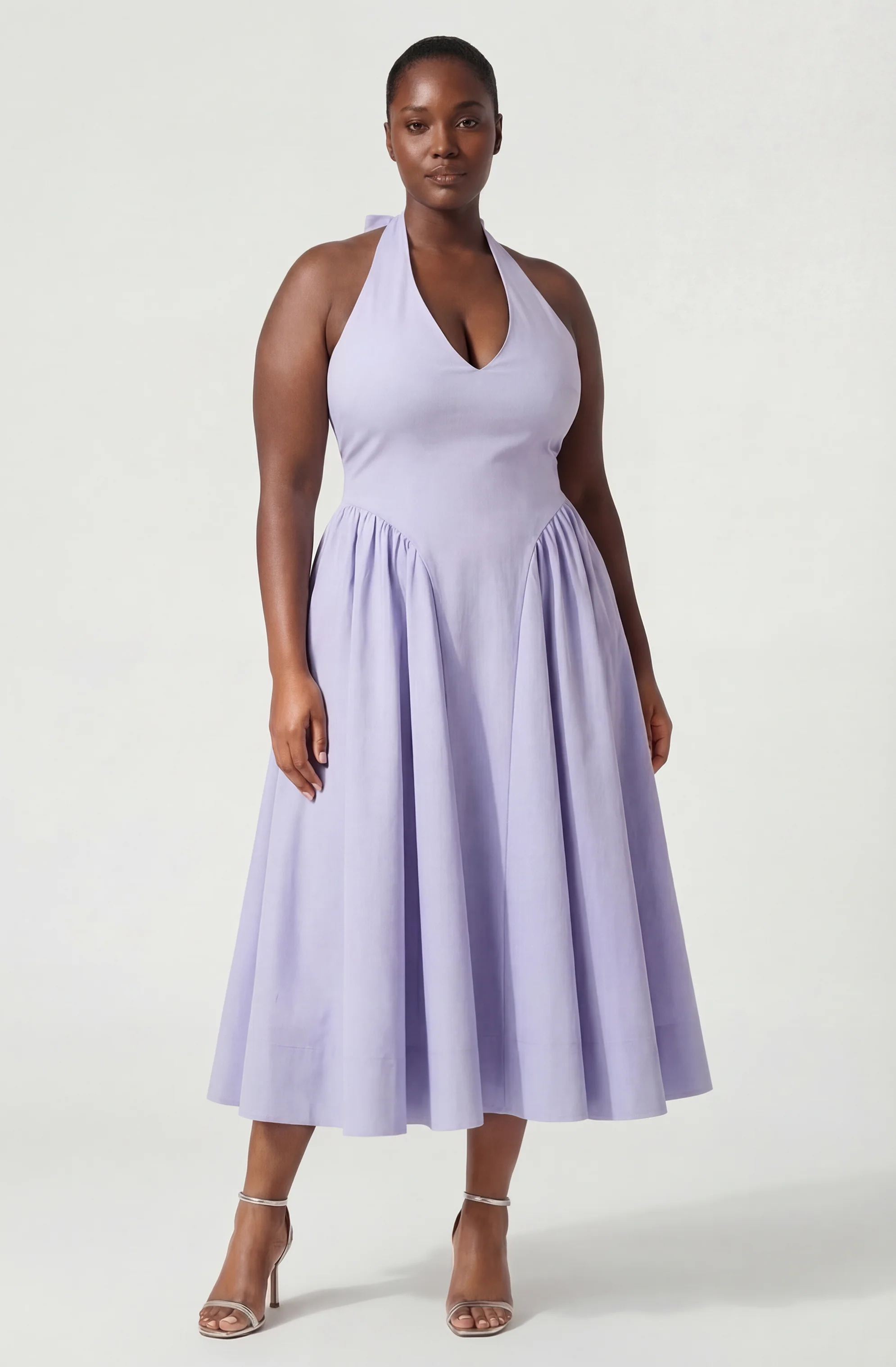 Meana Halter Plunge Drop-Waist Midi Dress - Image 31