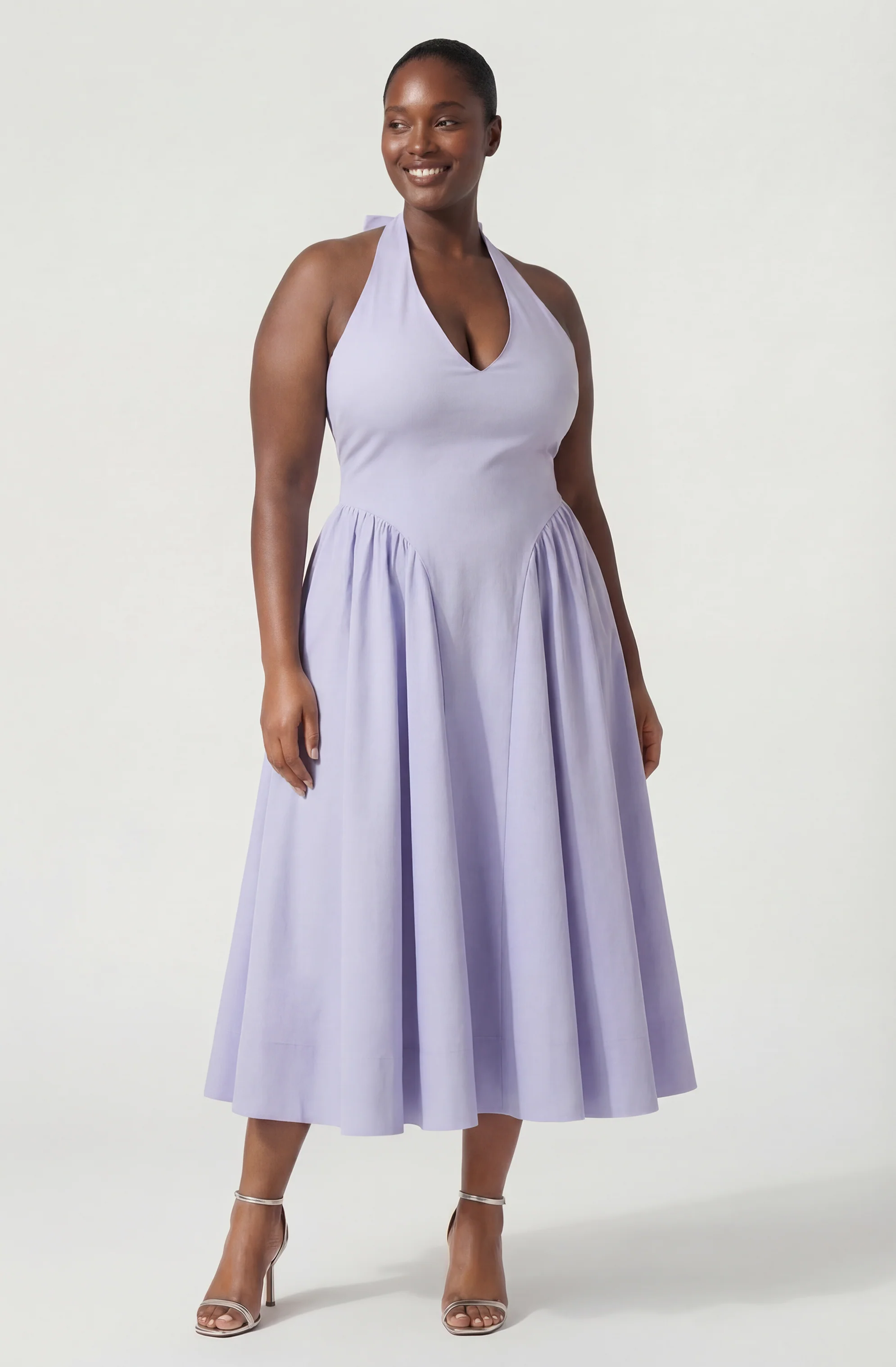 Meana Halter Plunge Drop-Waist Midi Dress - Image 32
