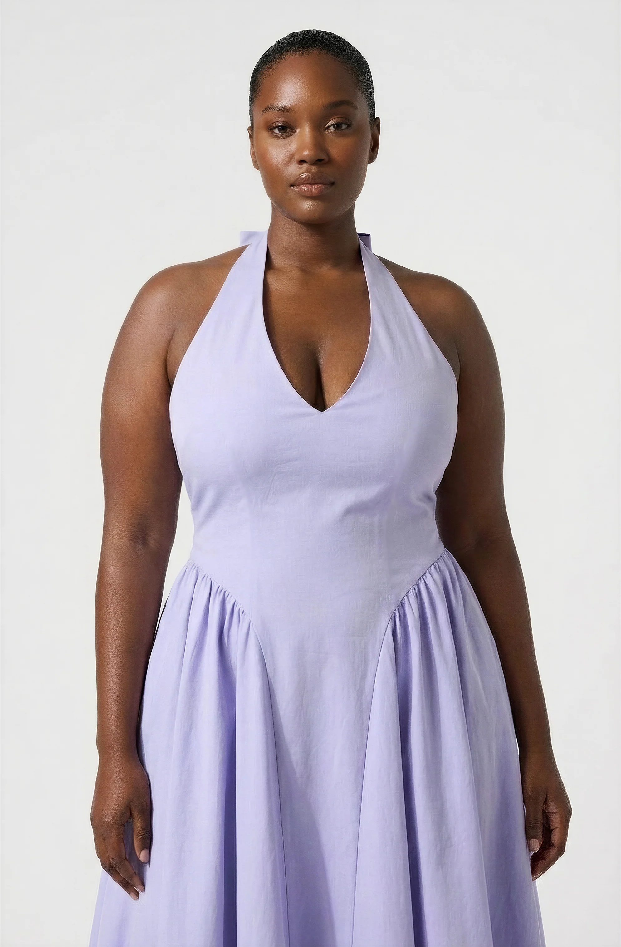 Meana Halter Plunge Drop-Waist Midi Dress - Image 34