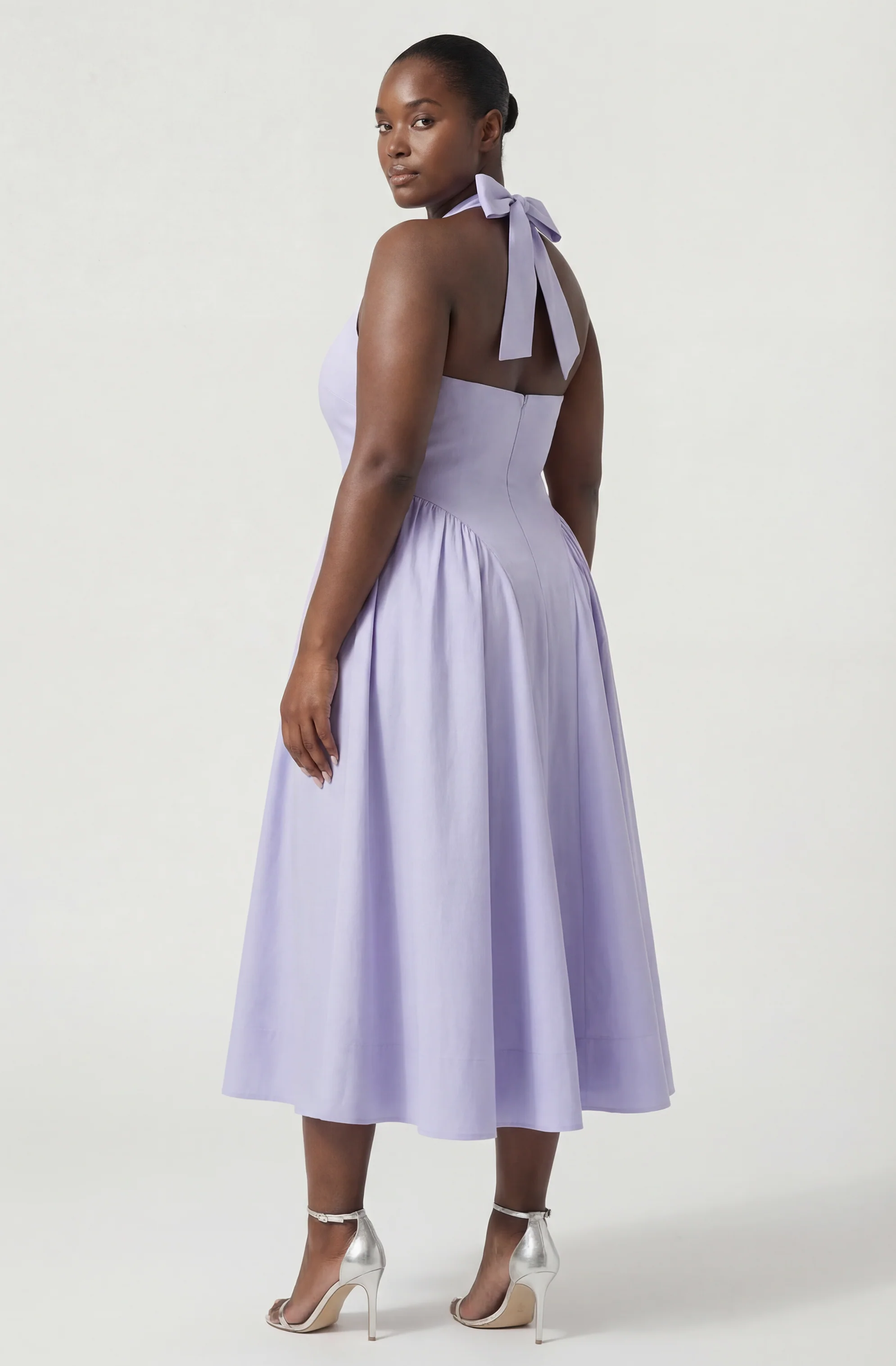 Meana Halter Plunge Drop-Waist Midi Dress - Image 36