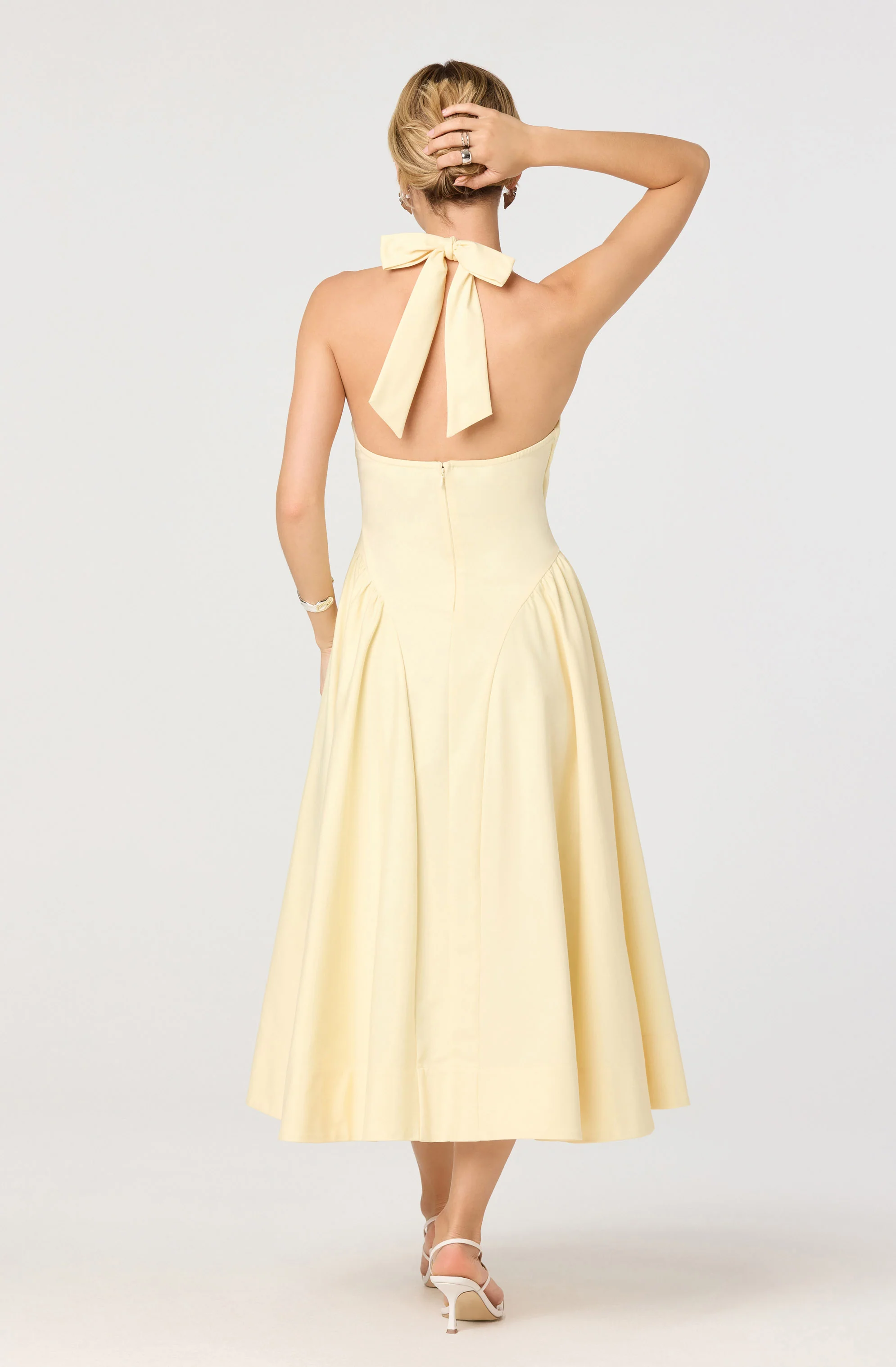 Meana Halter Plunge Drop-Waist Midi Dress - Image 5