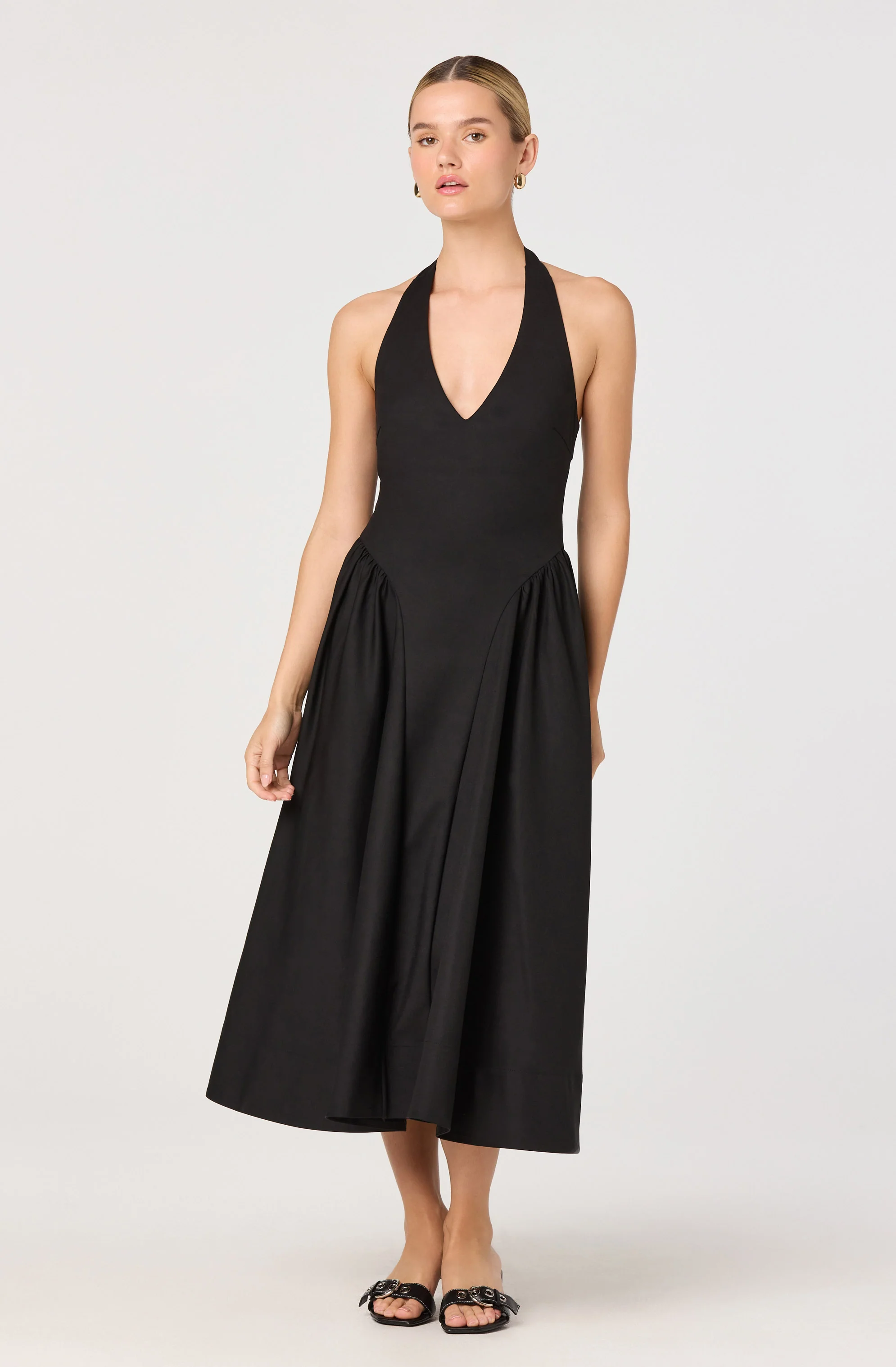 Meana Halter Plunge Drop-Waist Midi Dress - Image 7