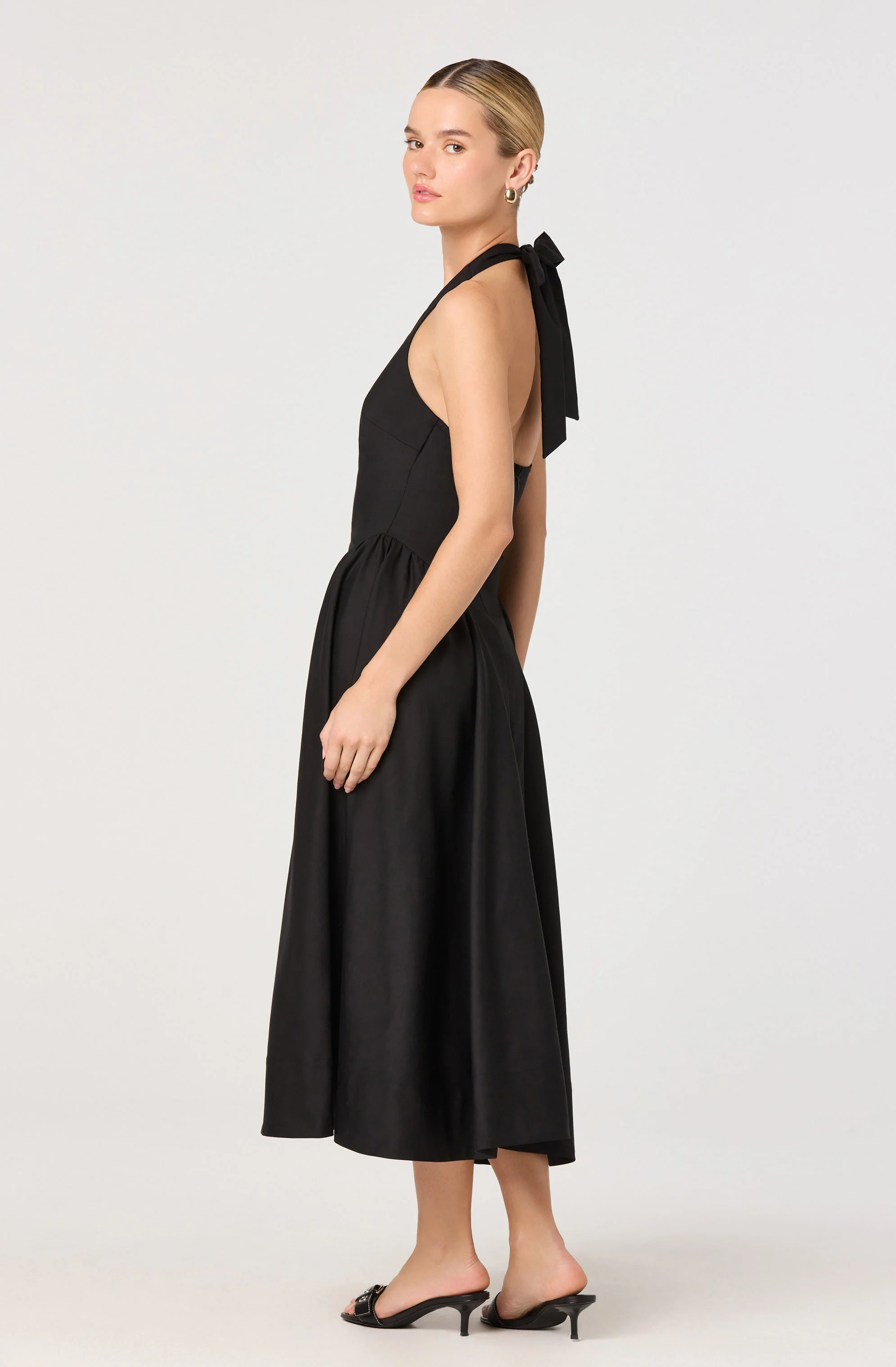 Meana Halter Plunge Drop-Waist Midi Dress - Image 8