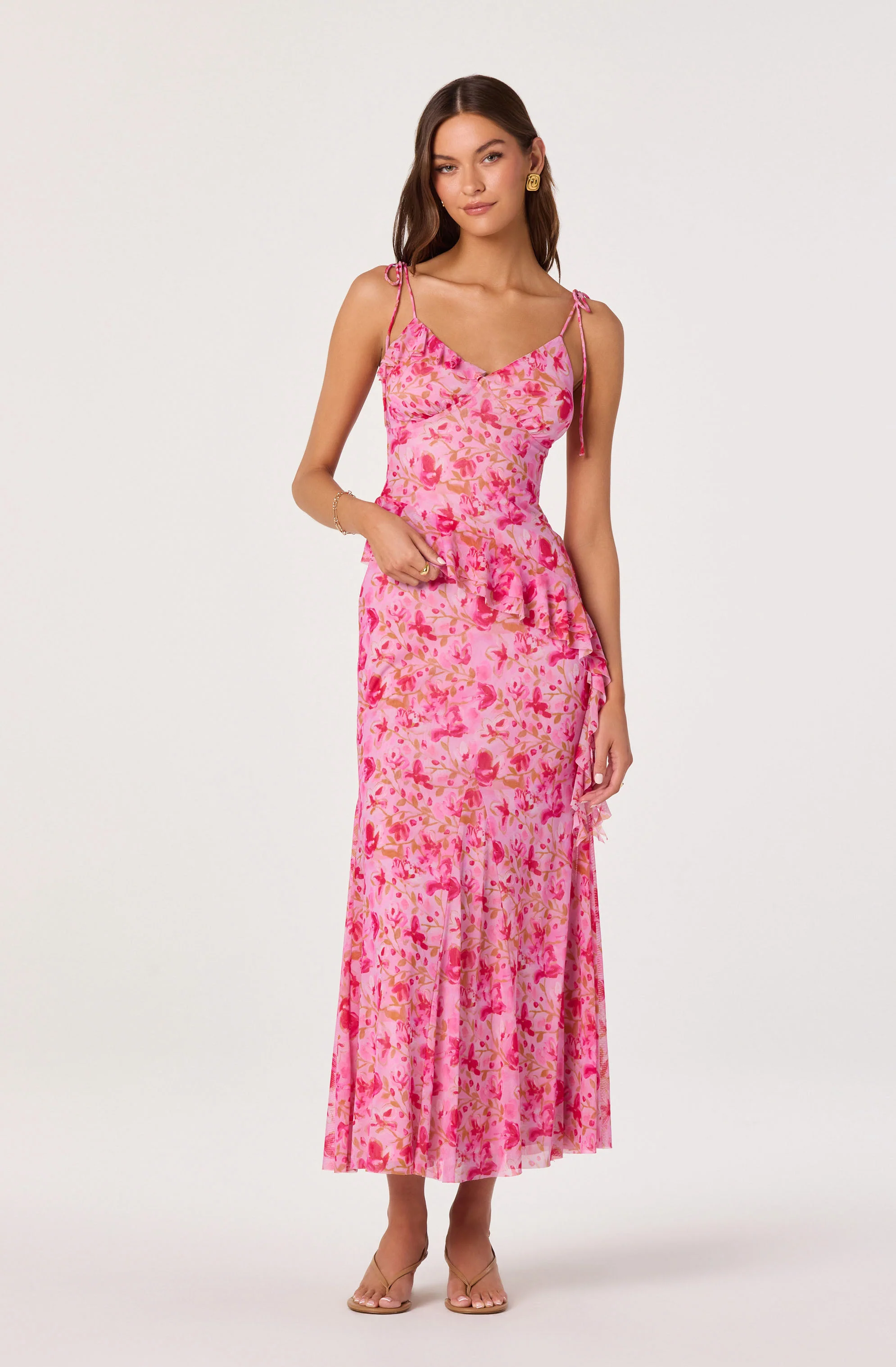 Mejra Floral Godet Knit Midi Skirt