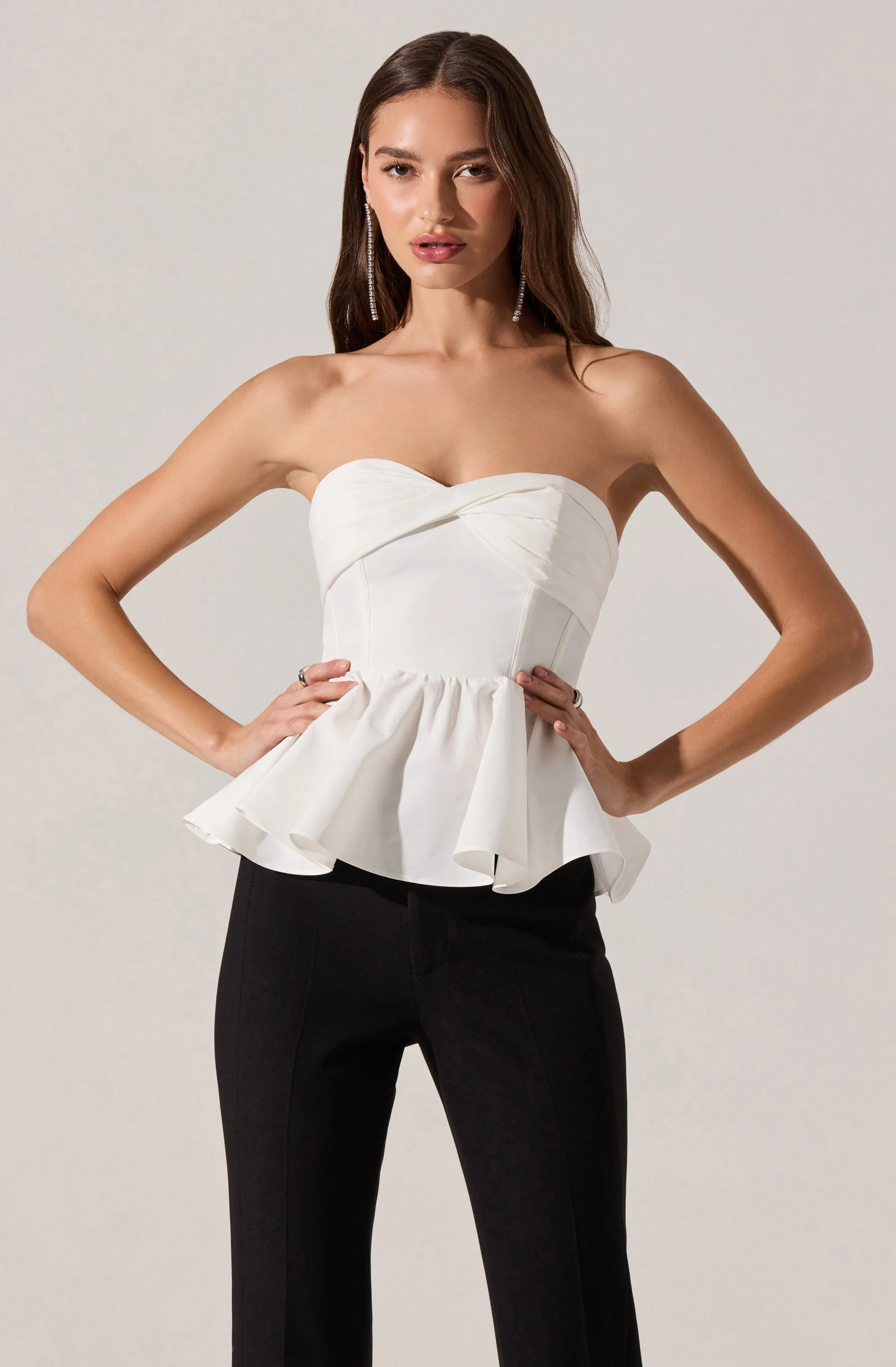 Melia Strapless Pleated Peplum Top - Image 11