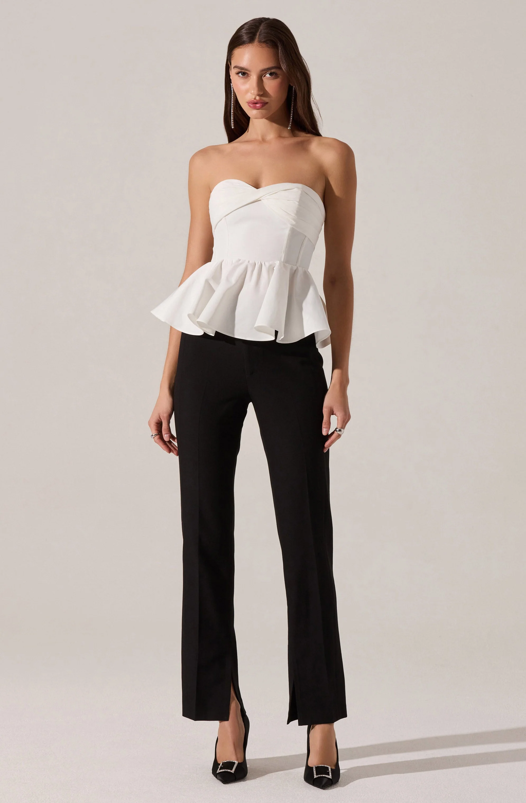 Melia Strapless Pleated Peplum Top - Image 12