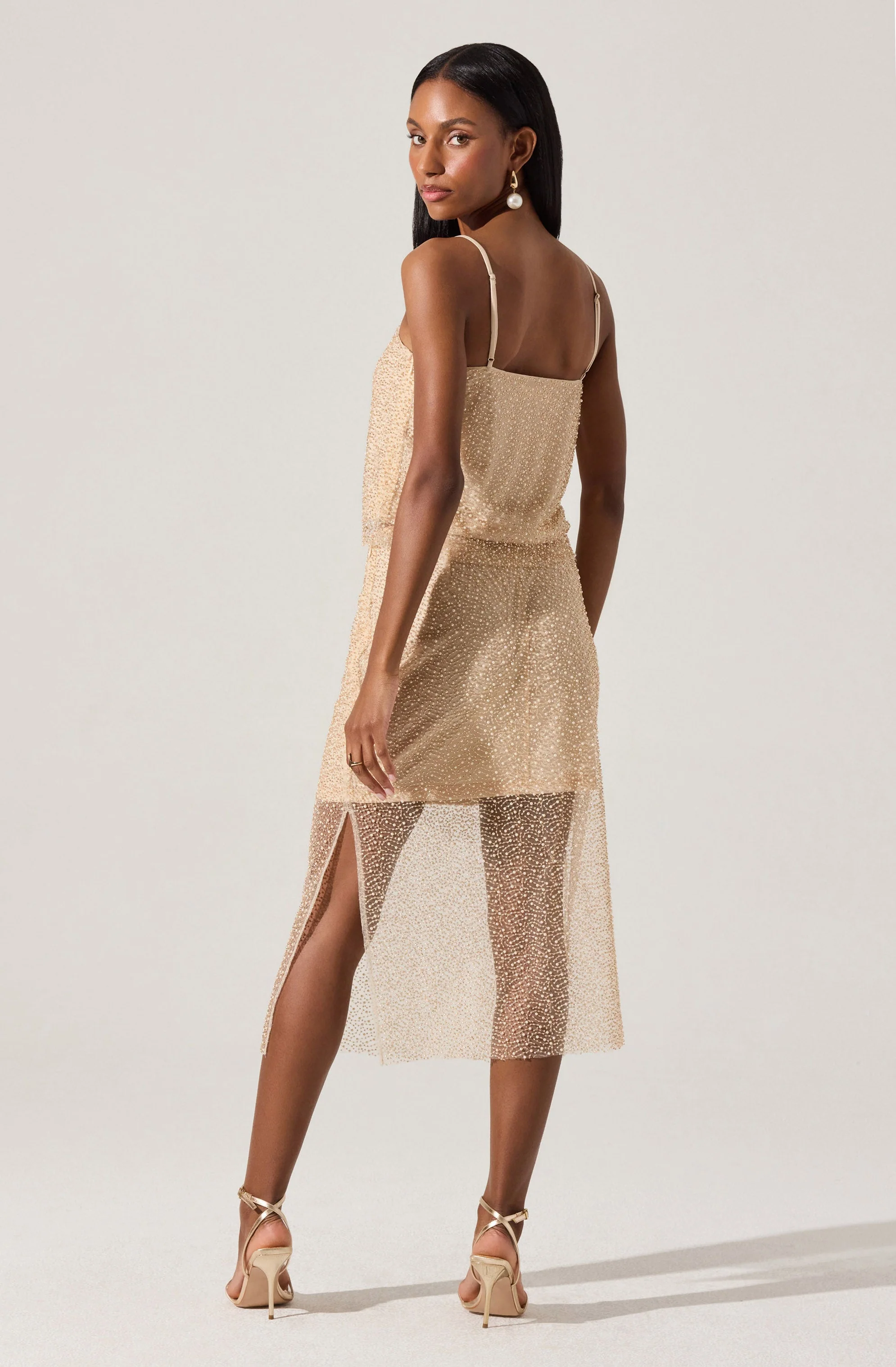 Messina Pearl Embellished Midi Skirt - Image 4