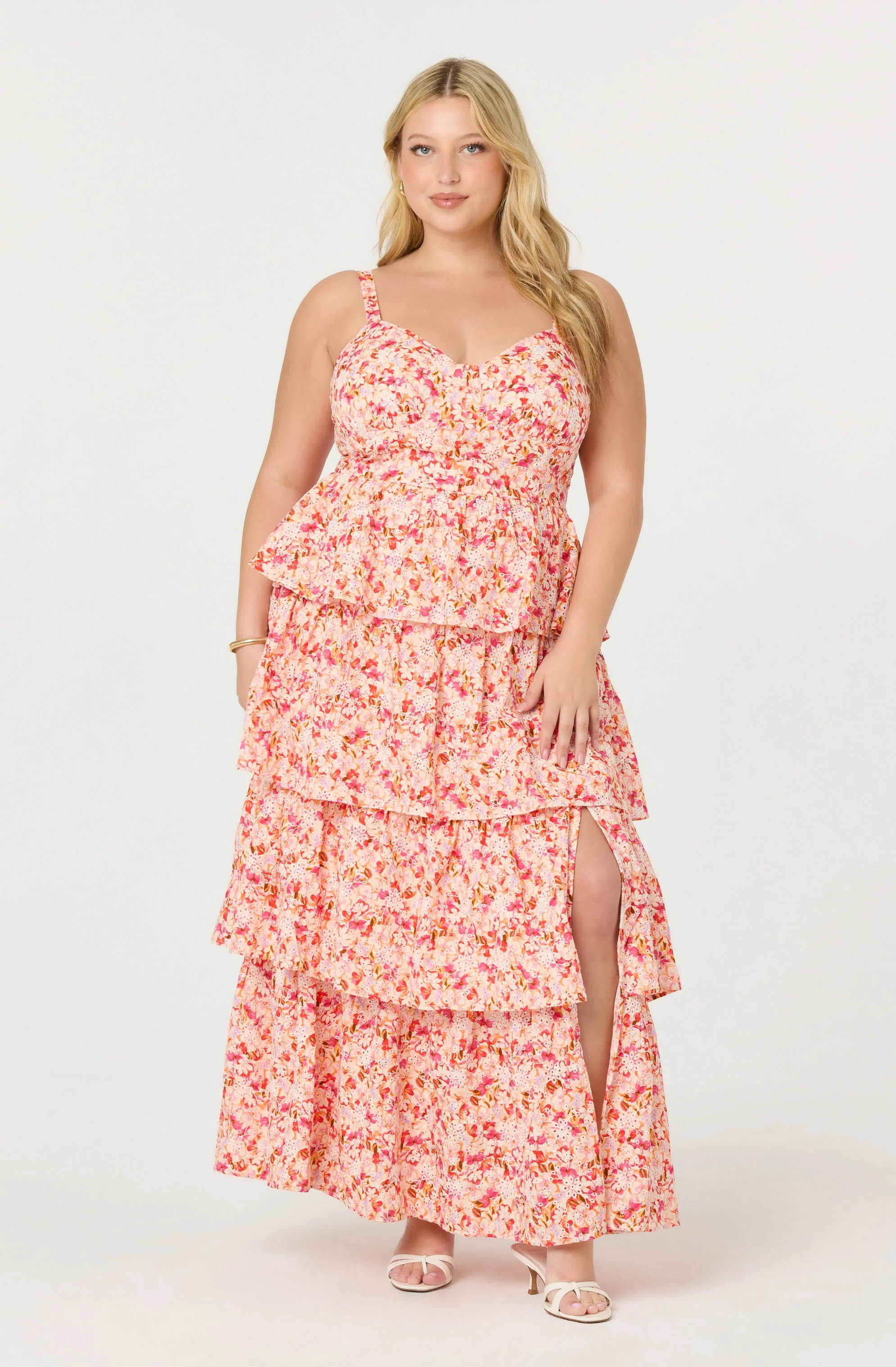 Midsummer Eyelet Tiered Floral Maxi Dress - Image 14