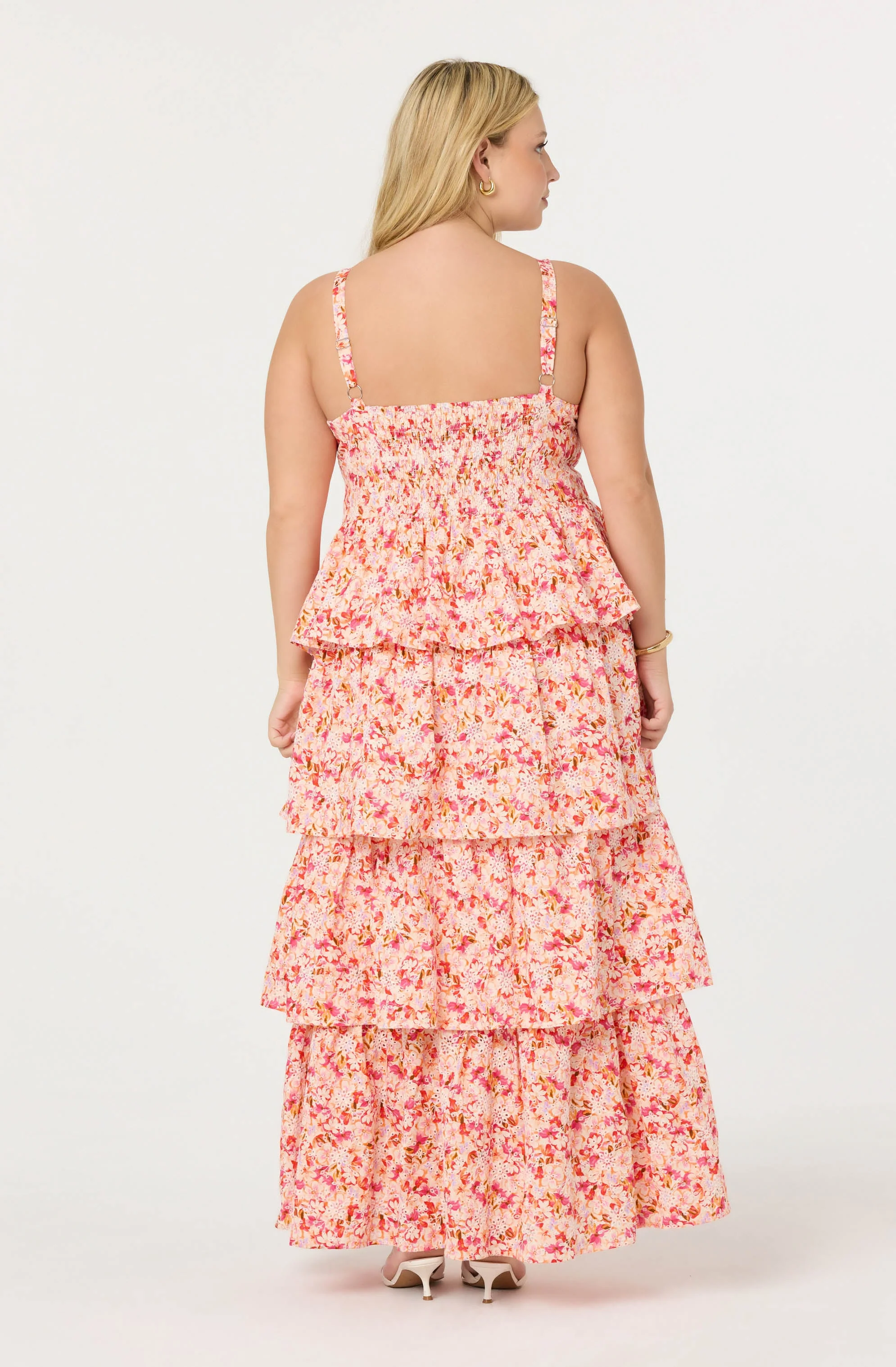 Midsummer Eyelet Tiered Floral Maxi Dress - Image 15