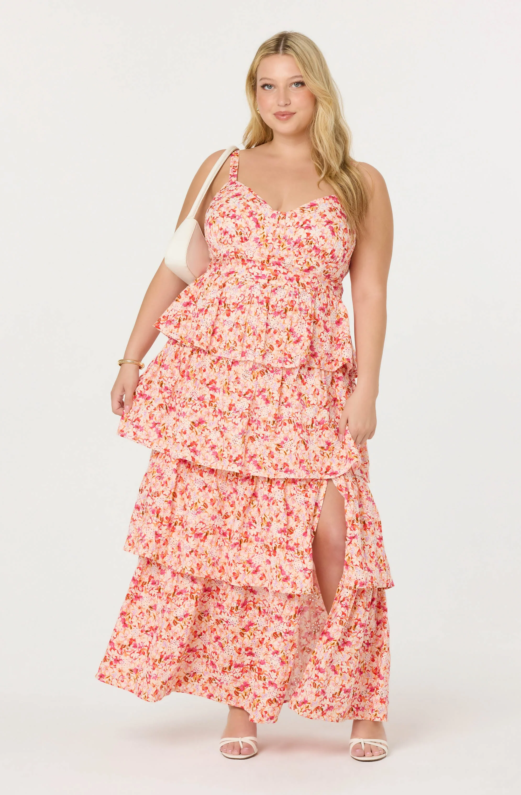 Midsummer Eyelet Tiered Floral Maxi Dress - Image 18