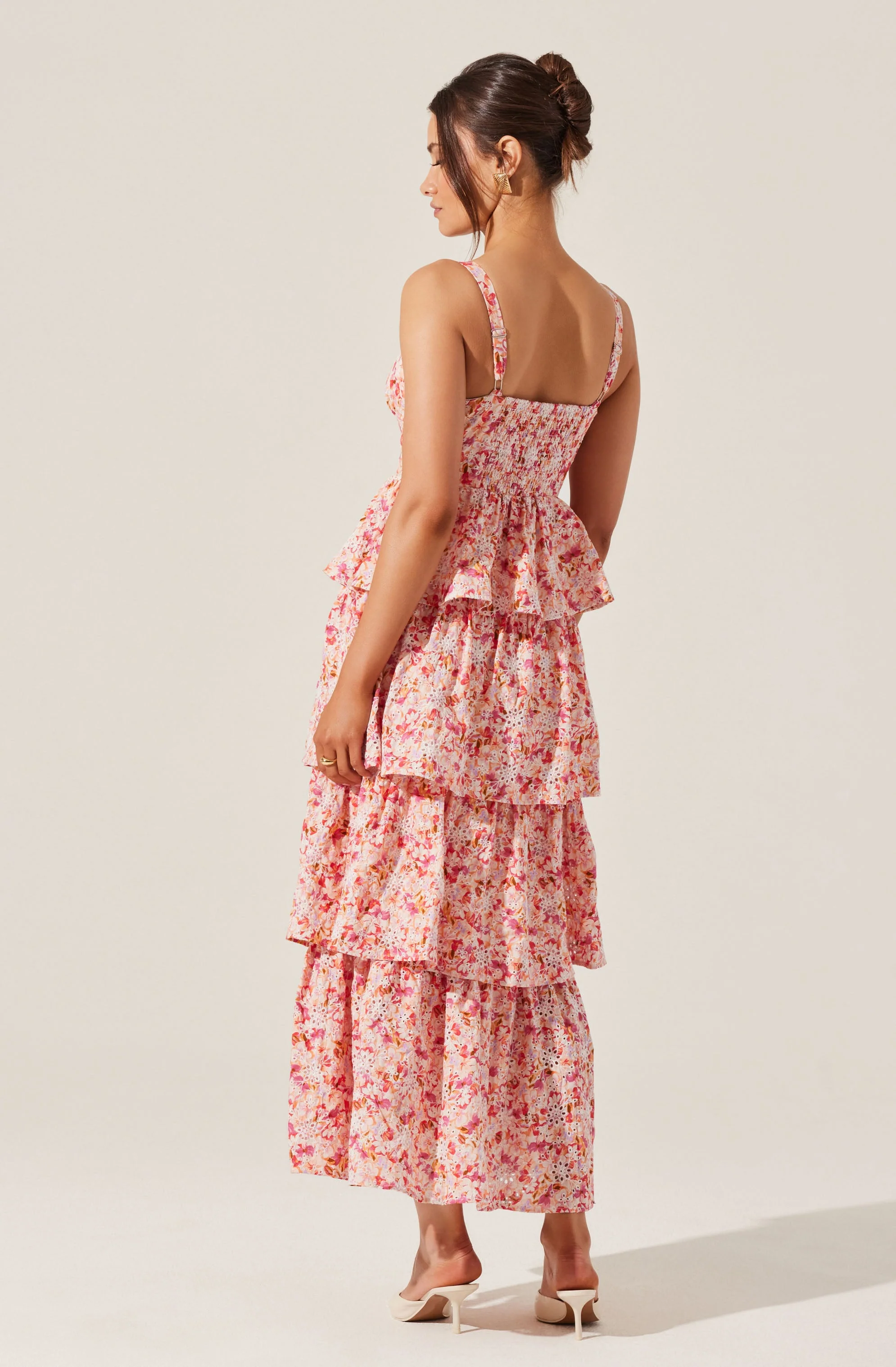 Midsummer Eyelet Tiered Floral Maxi Dress - Image 3