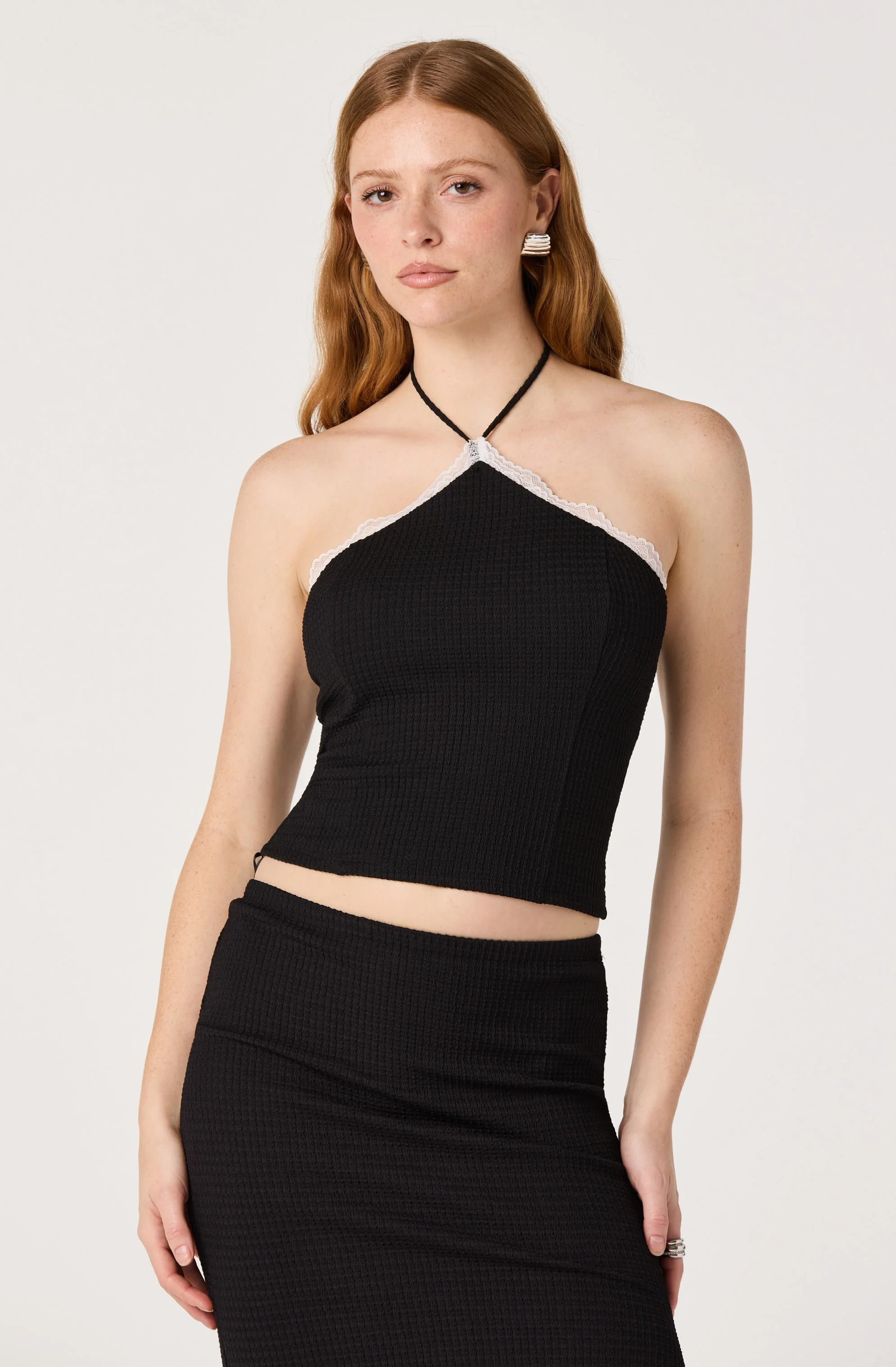Milana Lace Trim Halter Top