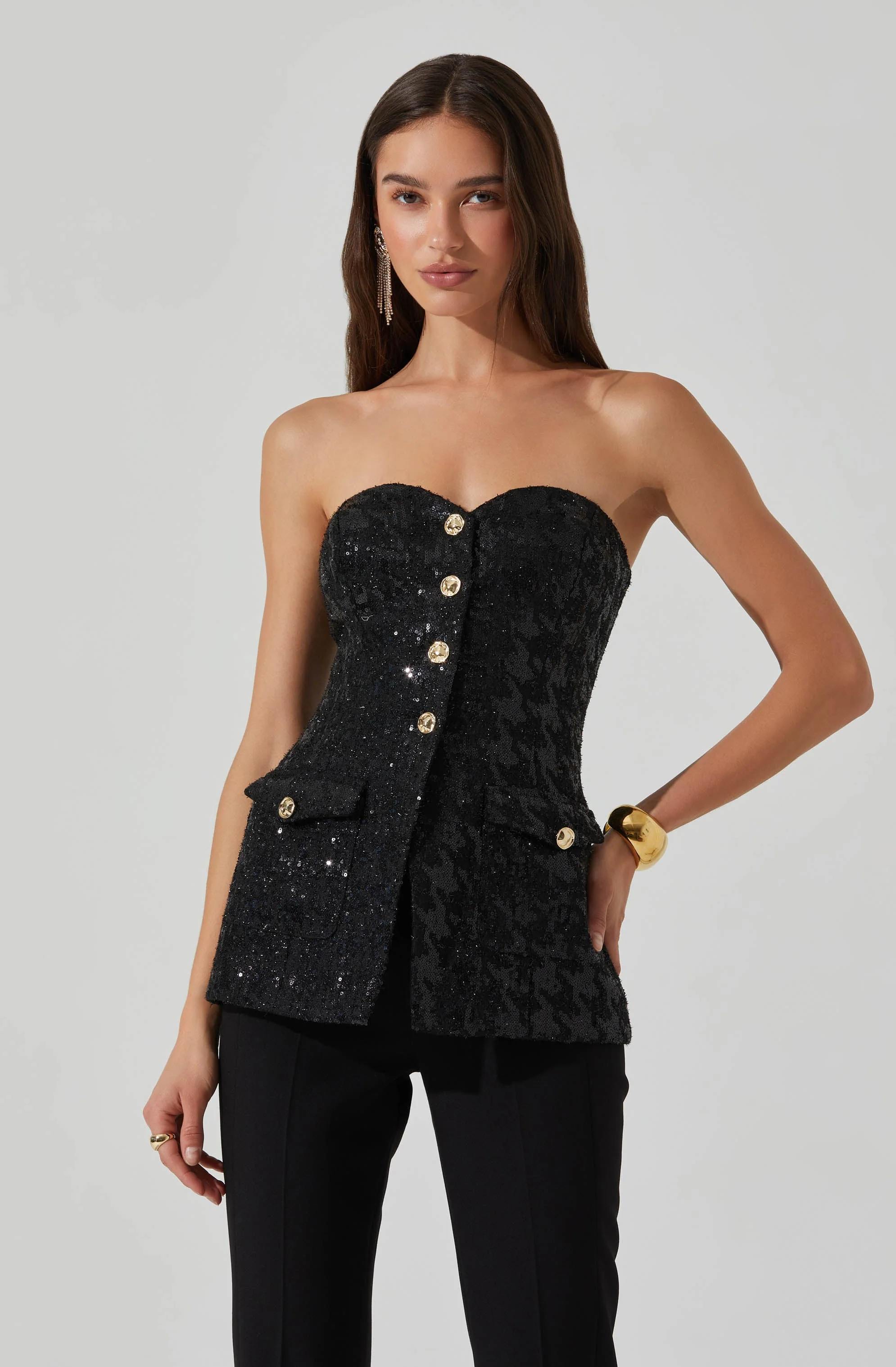 Milani Tweed Houndstooth Sequin Top - Image 3