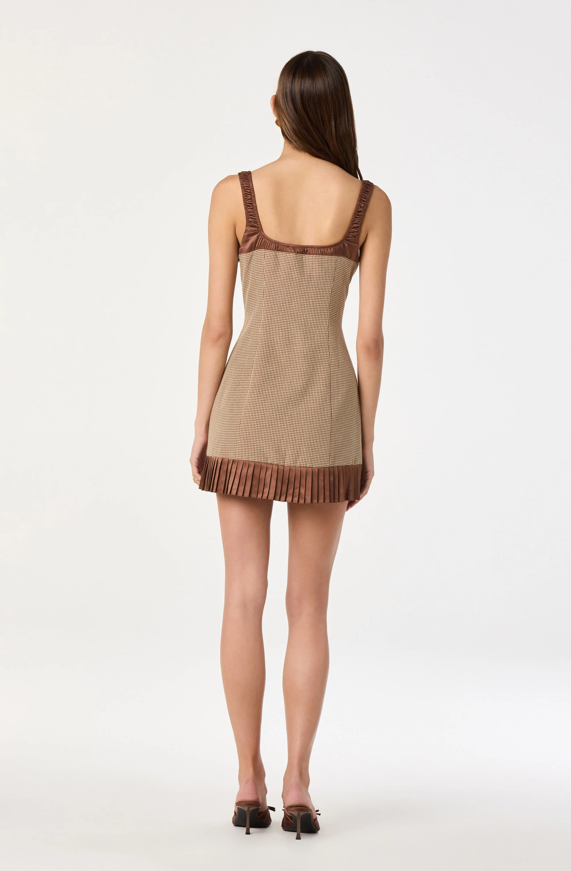 Gingham Milkmaid Contrast Mini Dress - Image 3