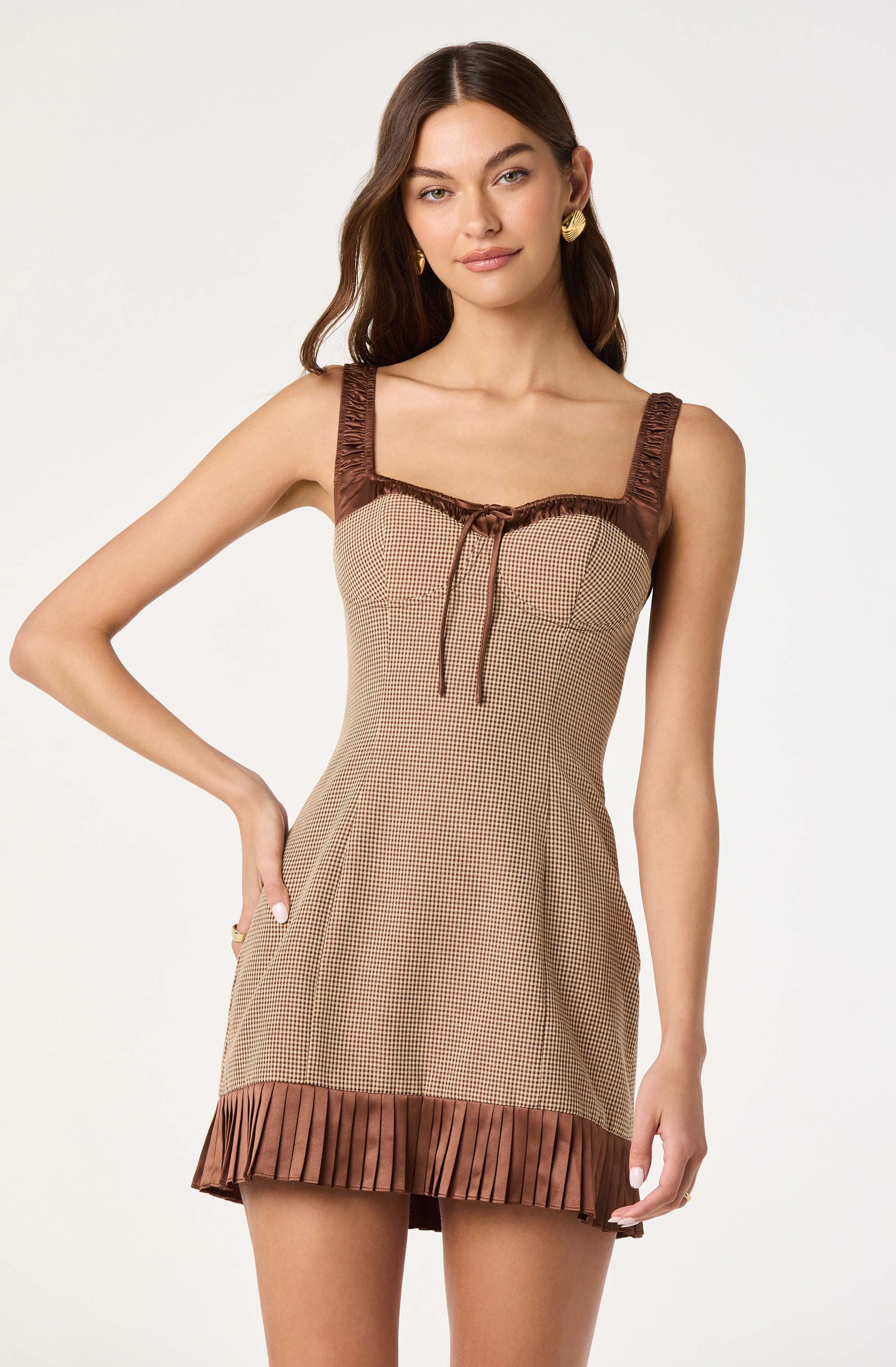 Gingham Milkmaid Contrast Mini Dress - Image 5