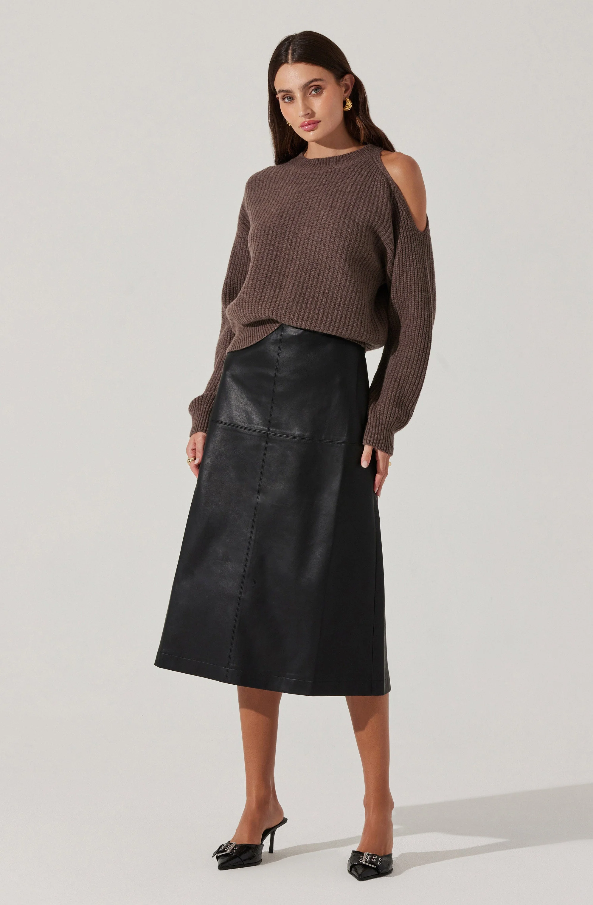 Millicent Ribbed Cold Shoulder Sweater - Image 8