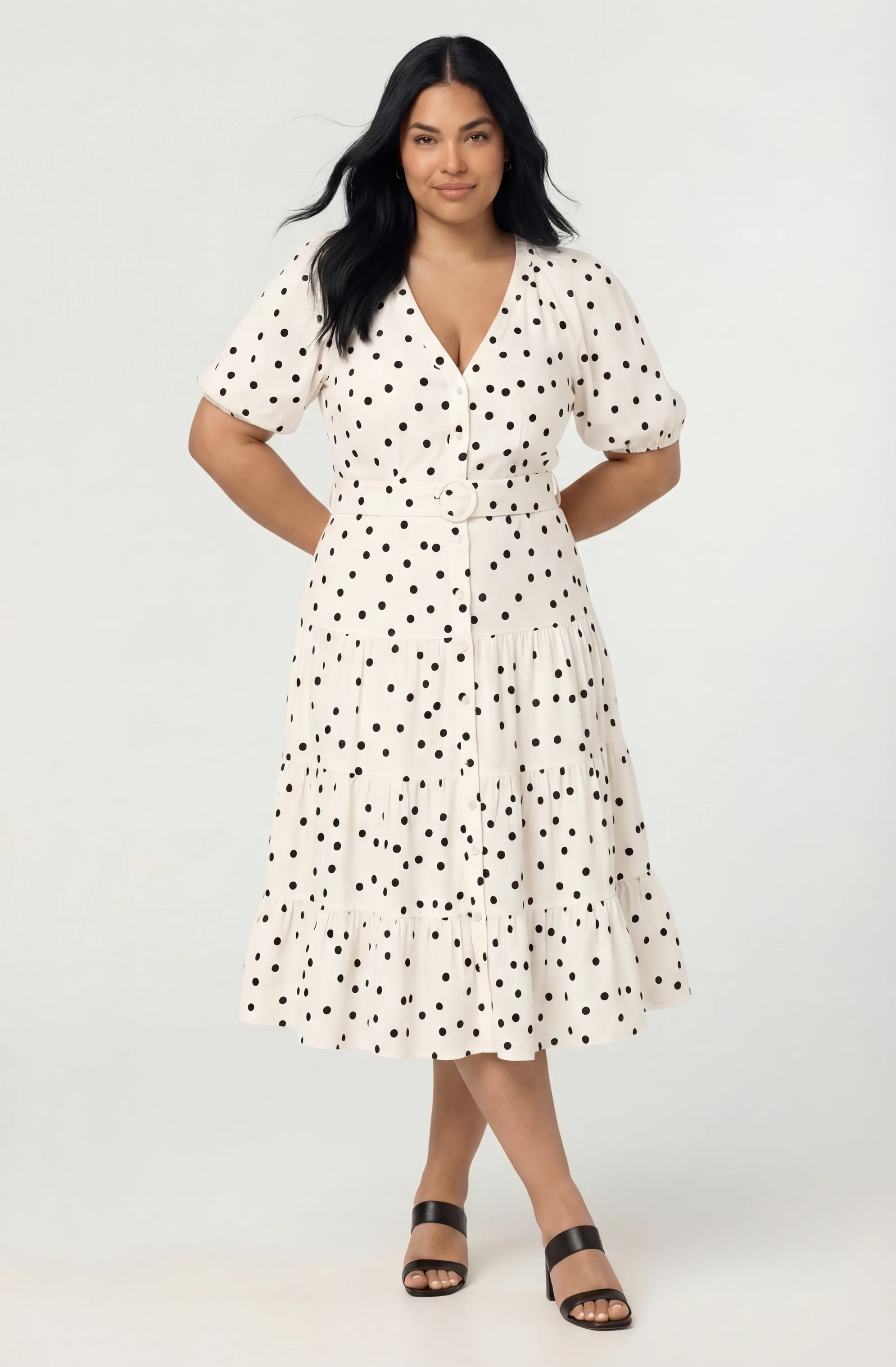 Minnie Polka Dot Tiered Midi Dress - Image 10