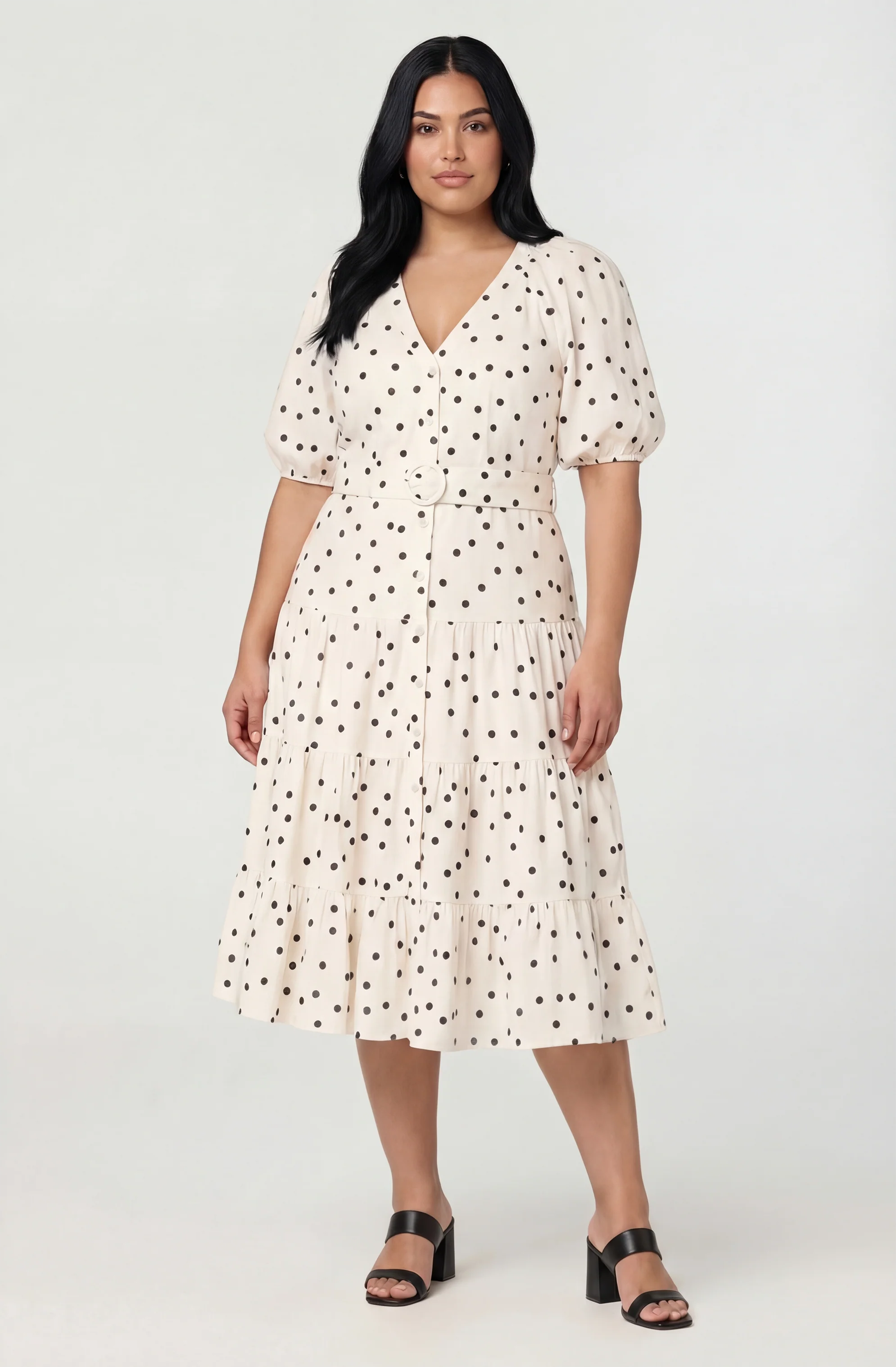 Minnie Polka Dot Tiered Midi Dress - Image 7