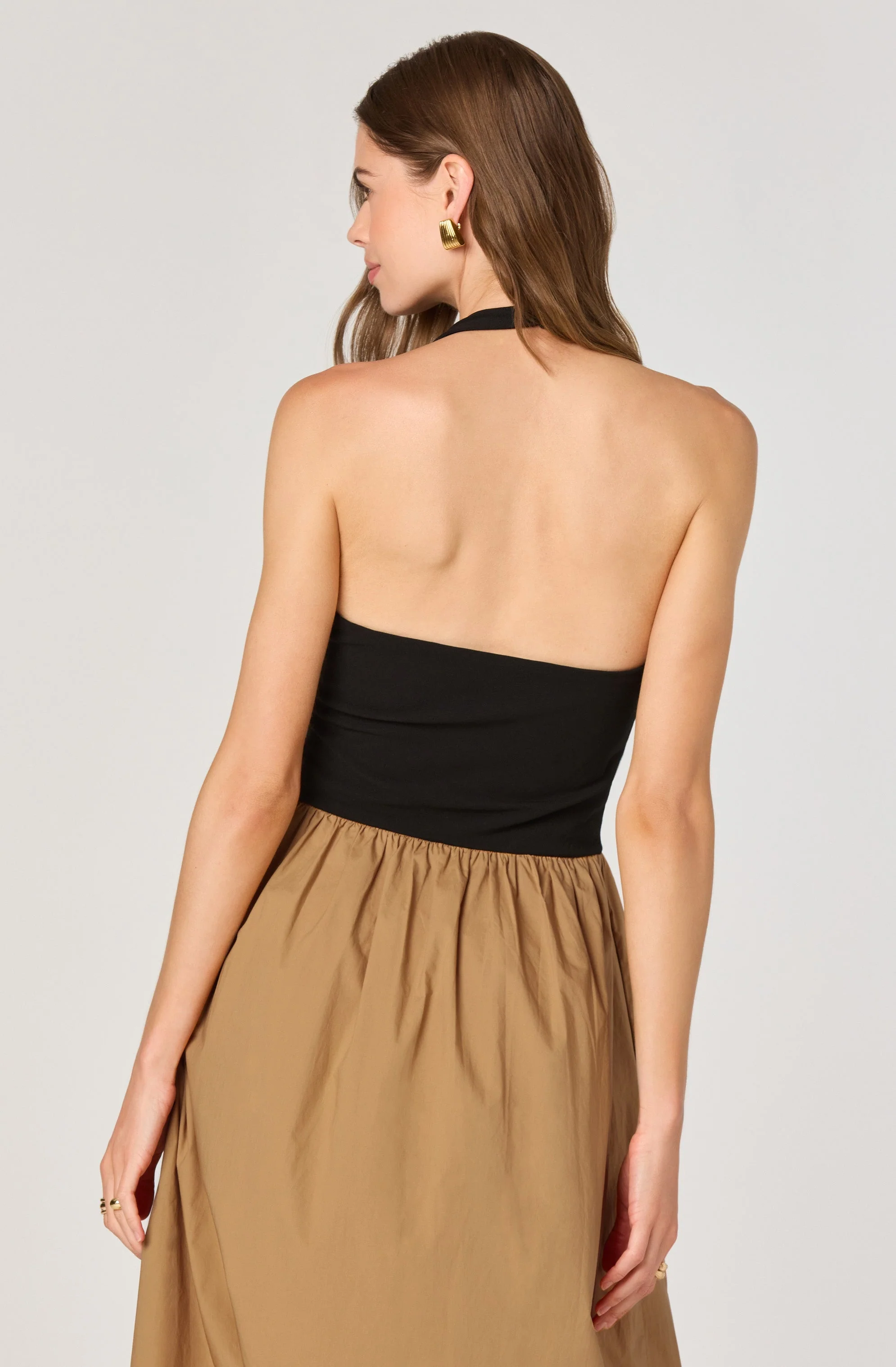 Mixed Media Halter Midi Dress - Image 2
