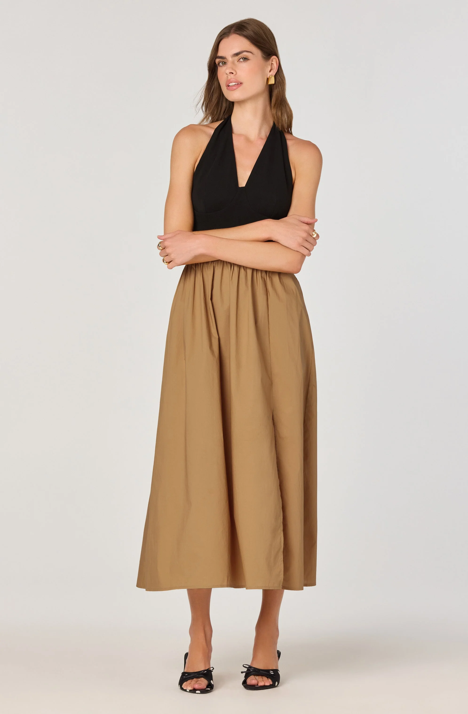 Mixed Media Halter Midi Dress - Image 3