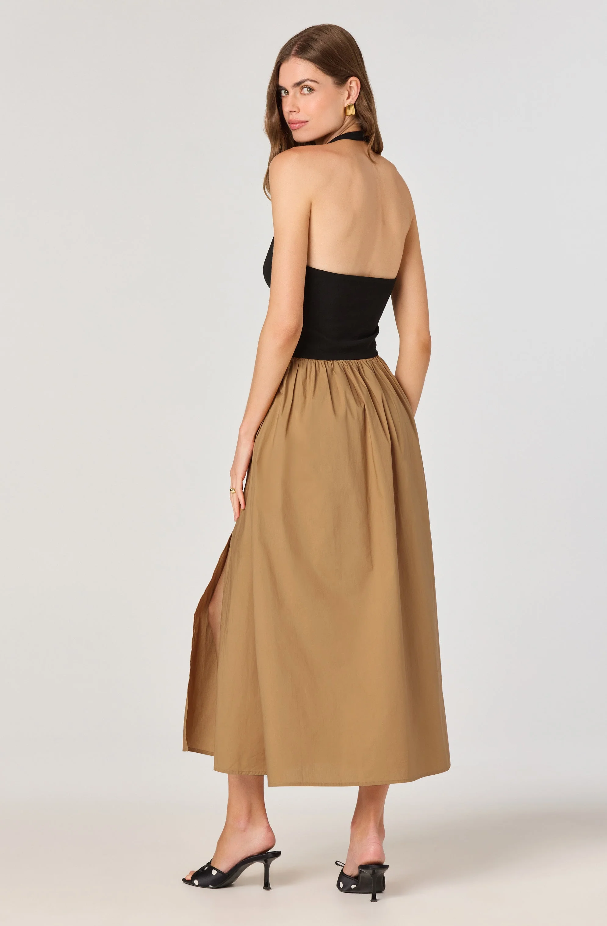 Mixed Media Halter Midi Dress - Image 4