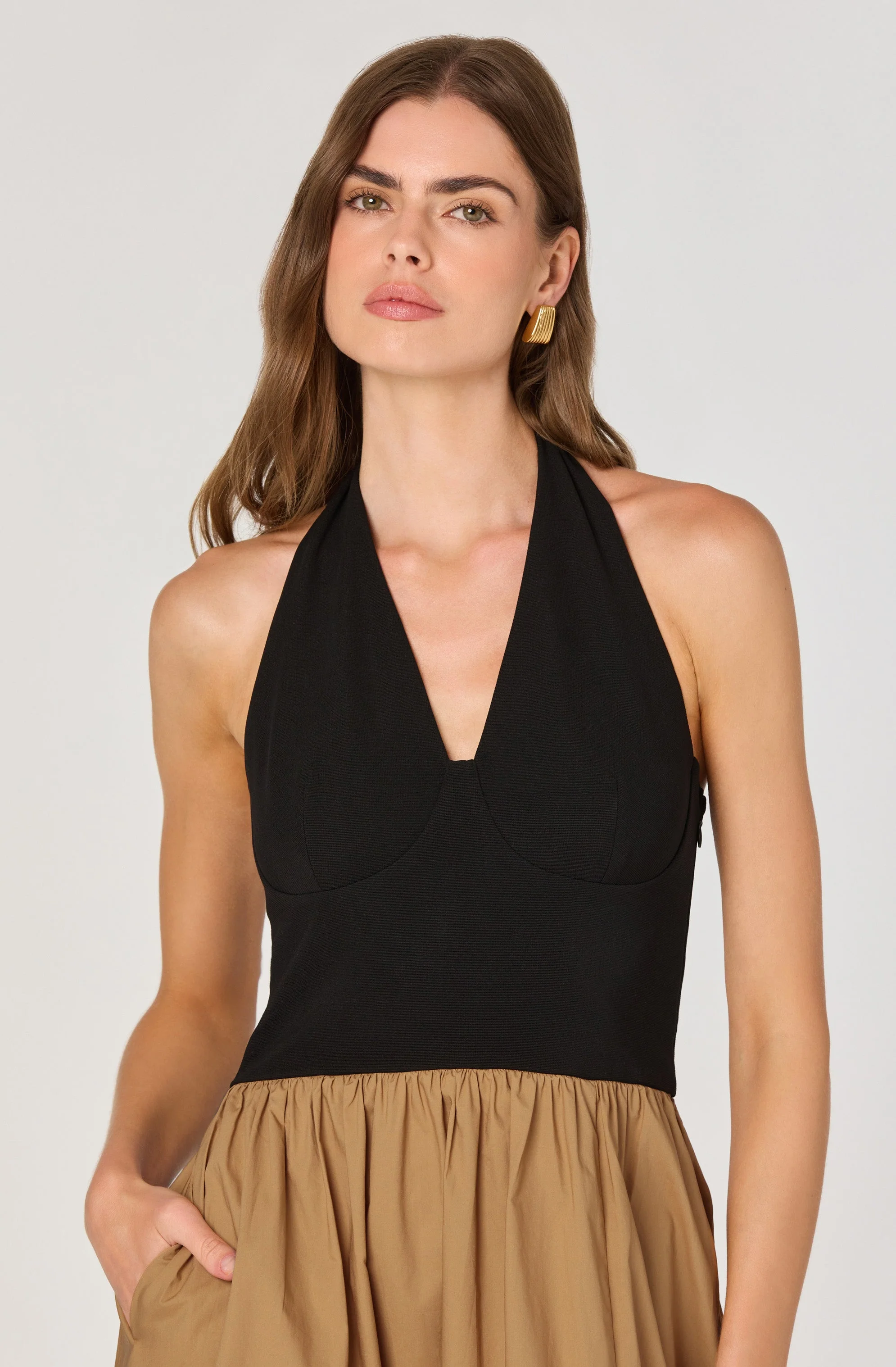 Mixed Media Halter Midi Dress - Image 6