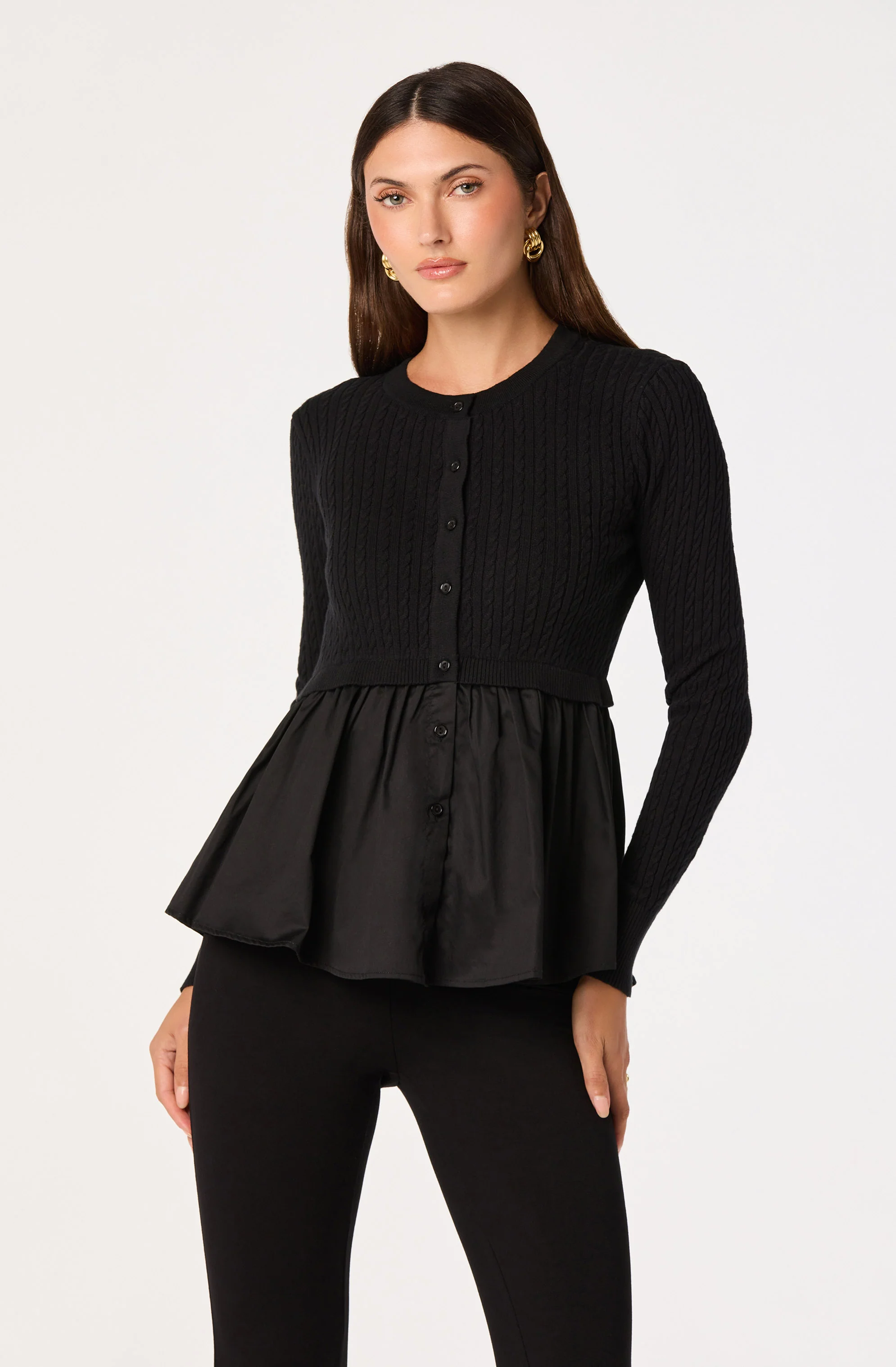 Mixed Media Peplum Top - Image 3