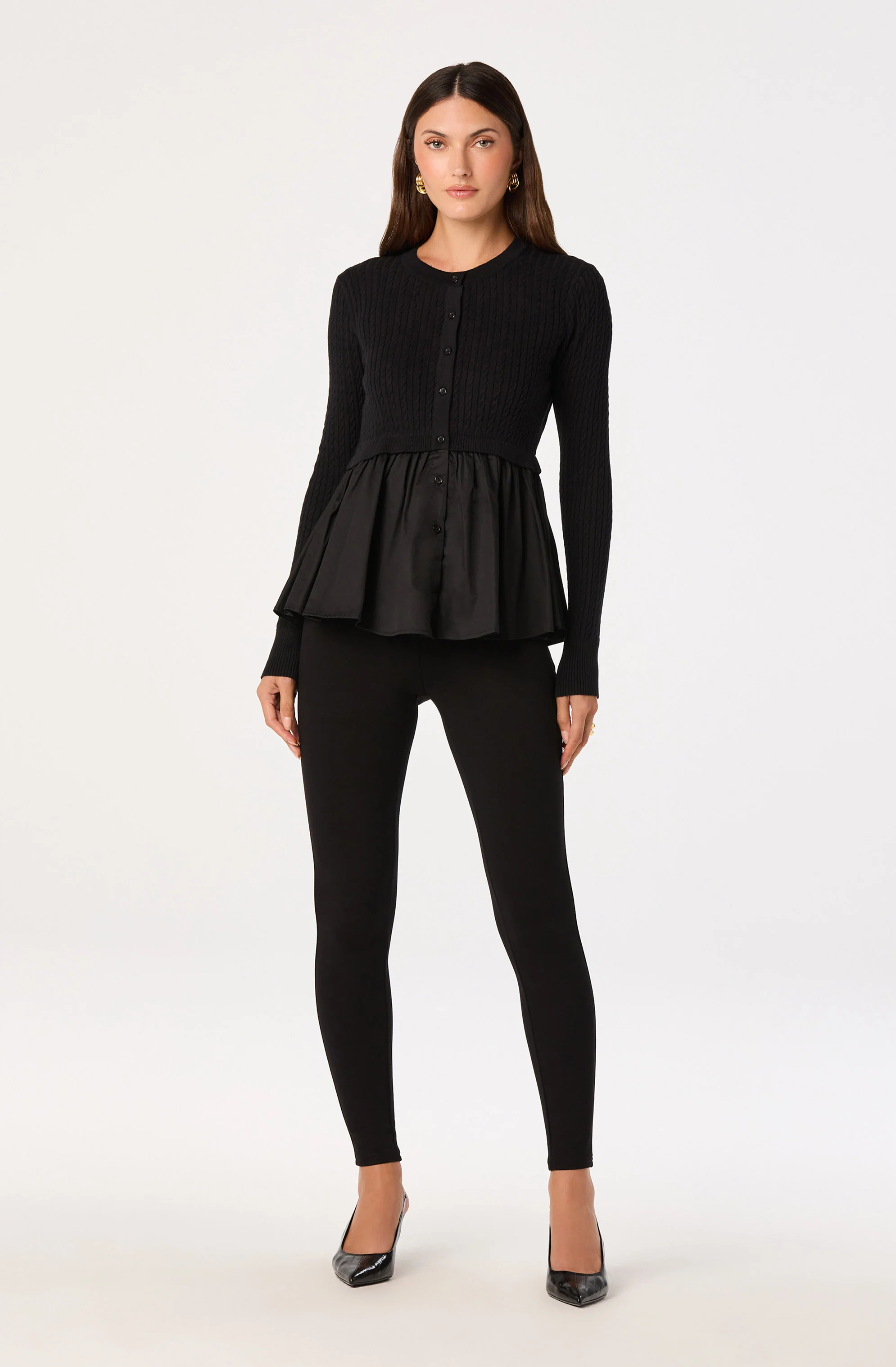 Mixed Media Peplum Top - Image 4