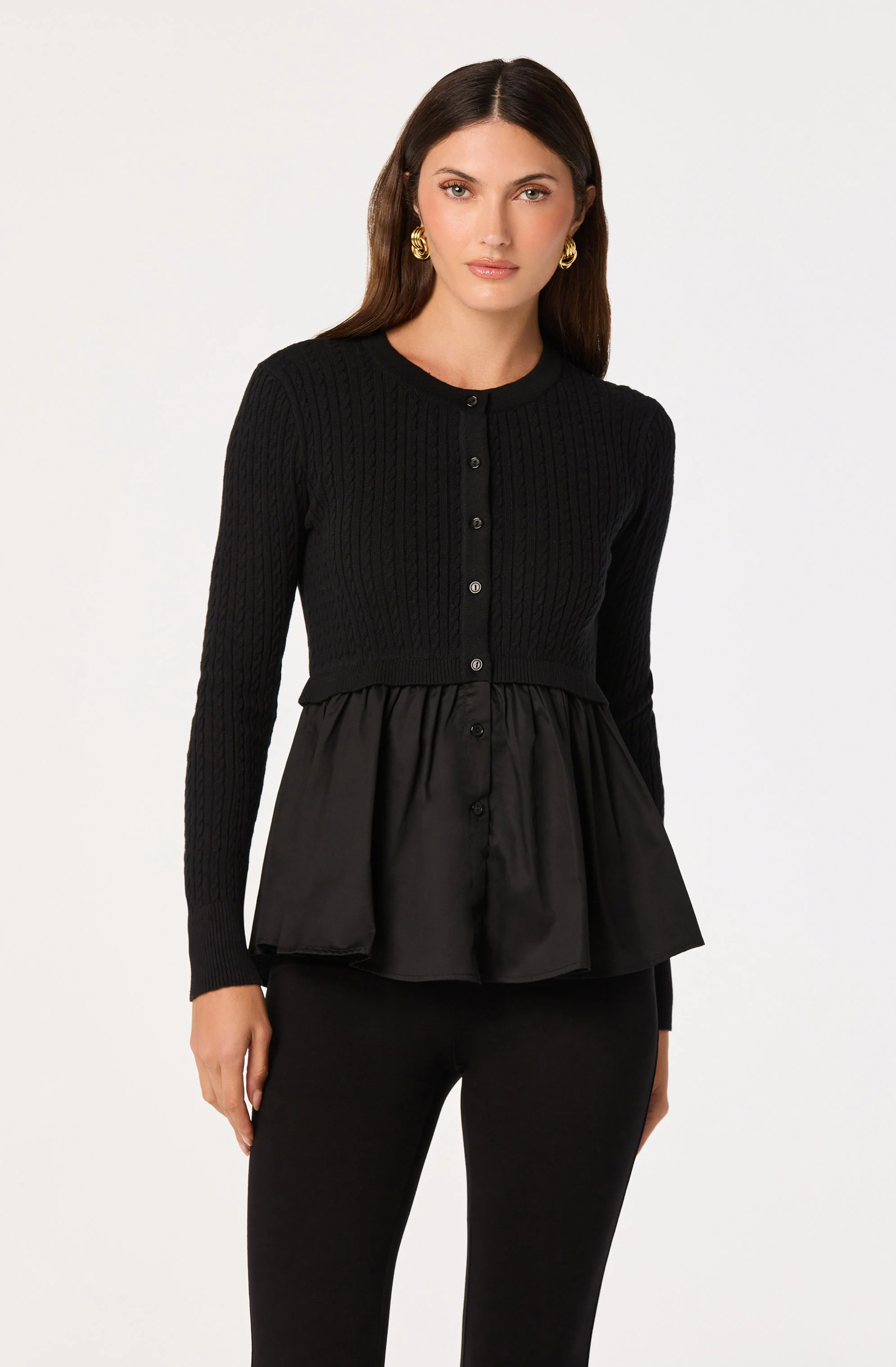 Mixed Media Peplum Top - Image 5