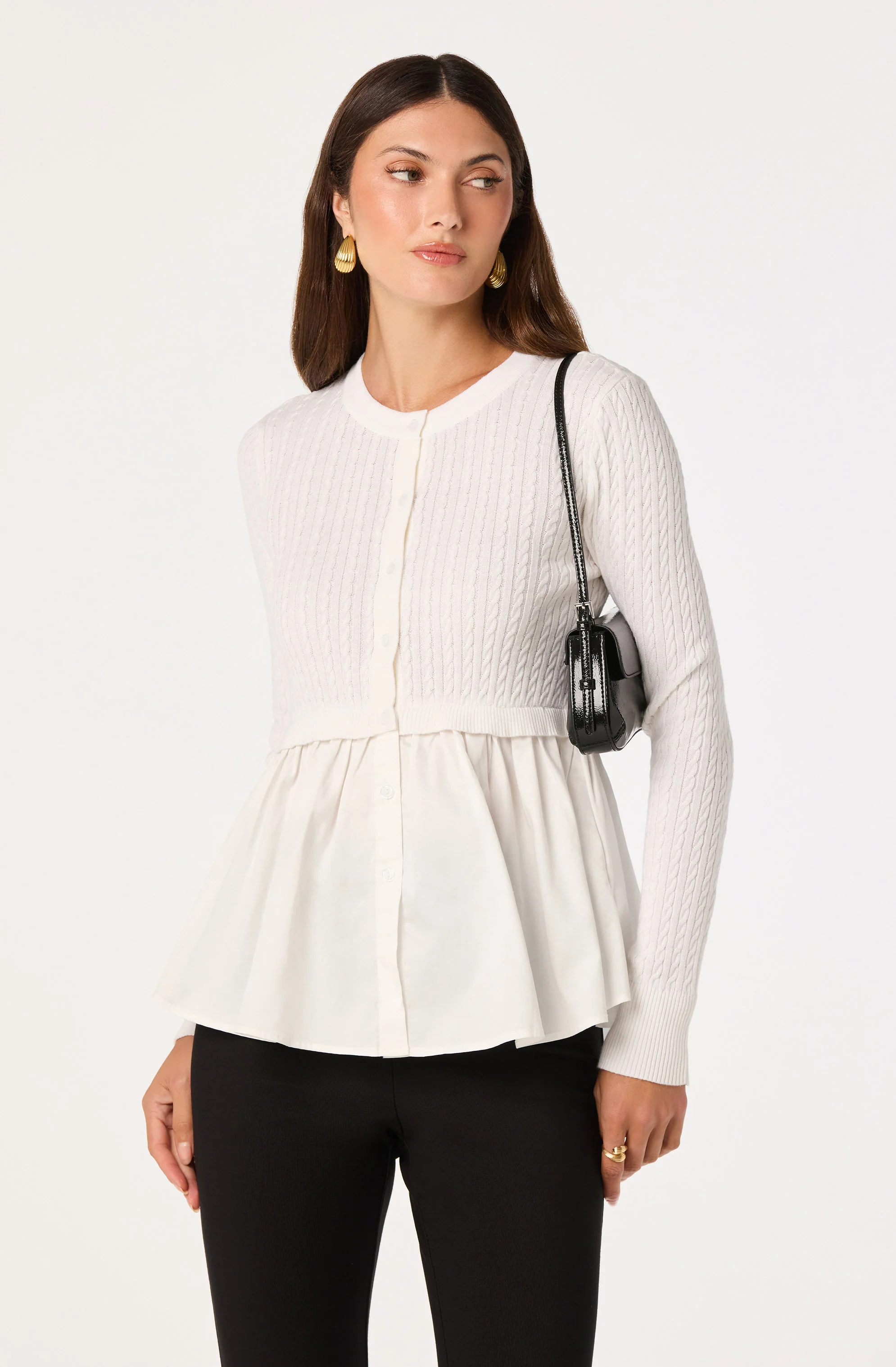 Mixed Media Peplum Top - Image 7