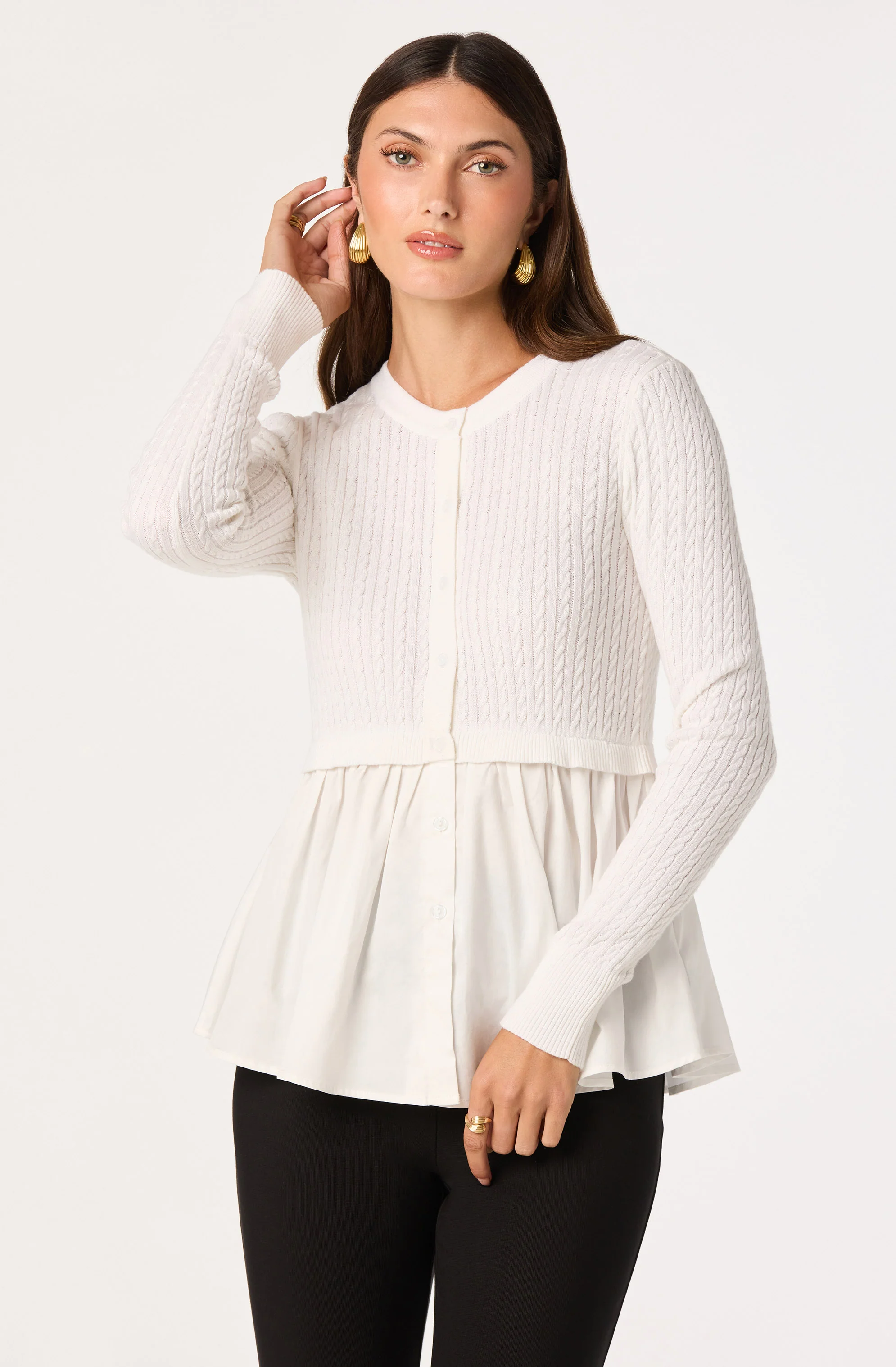 Mixed Media Peplum Top - Image 9