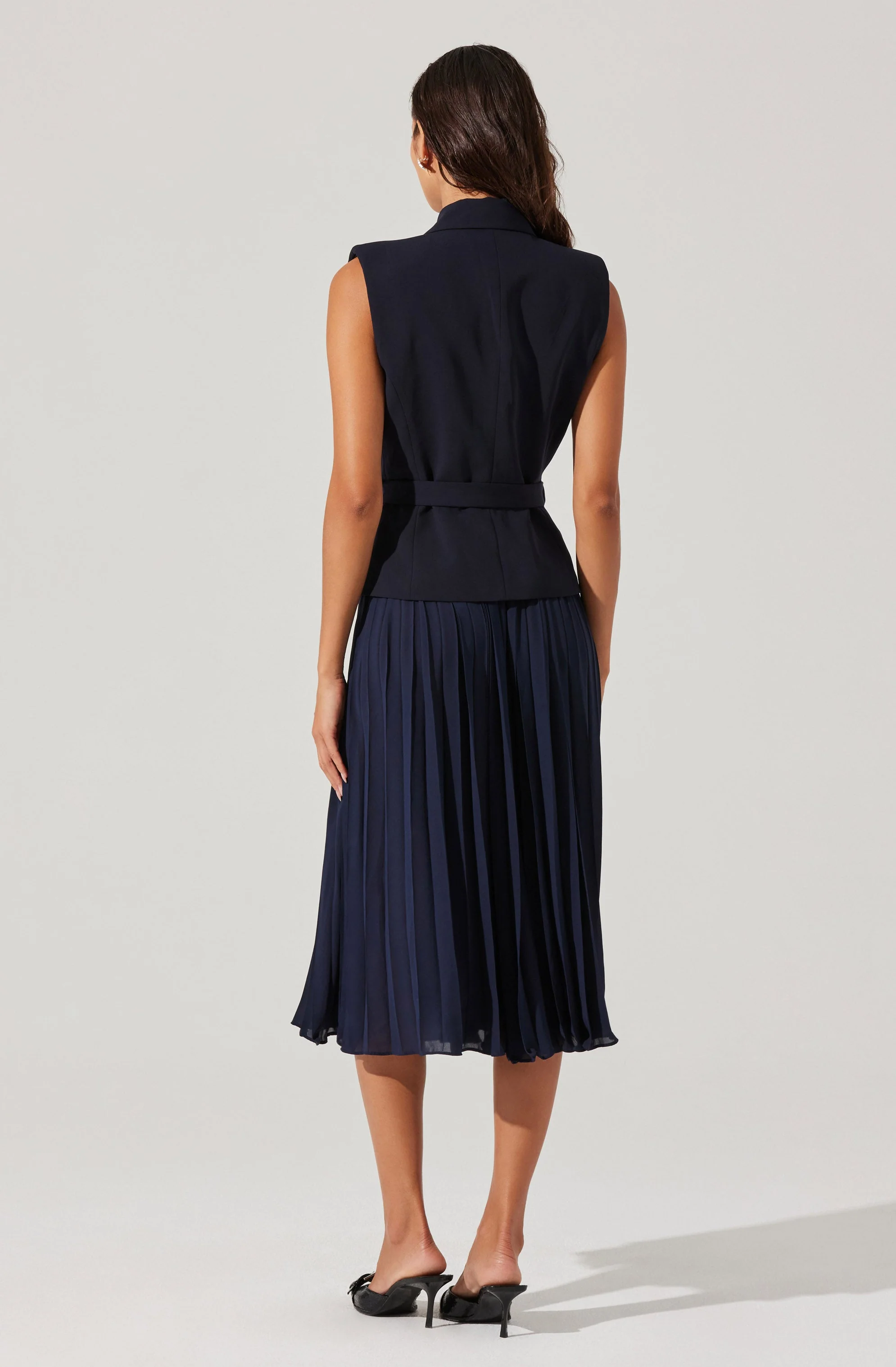 Mixed Media Vest Wrap Dress - Image 11