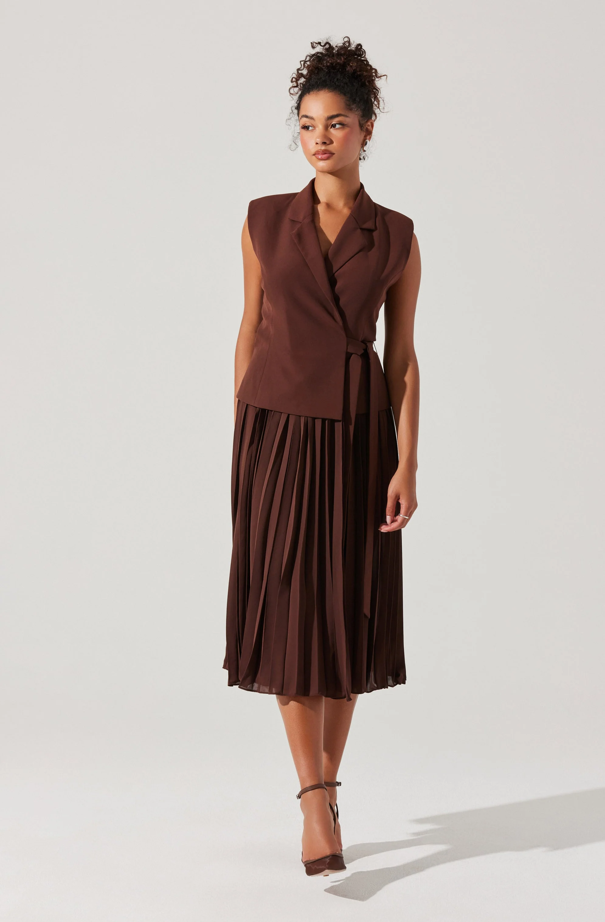 Mixed Media Vest Wrap Dress - Image 3