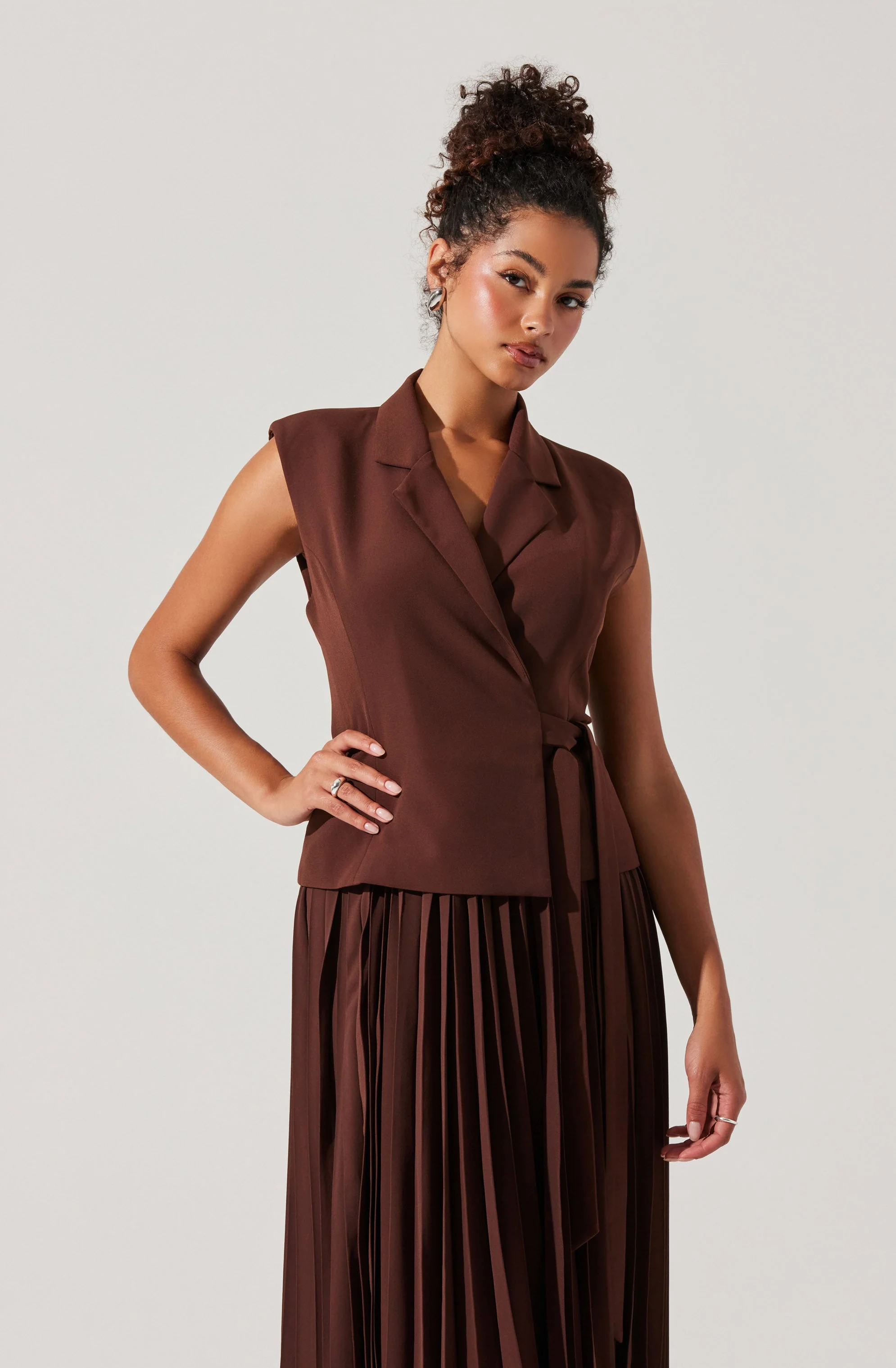 Mixed Media Vest Wrap Dress - Image 5