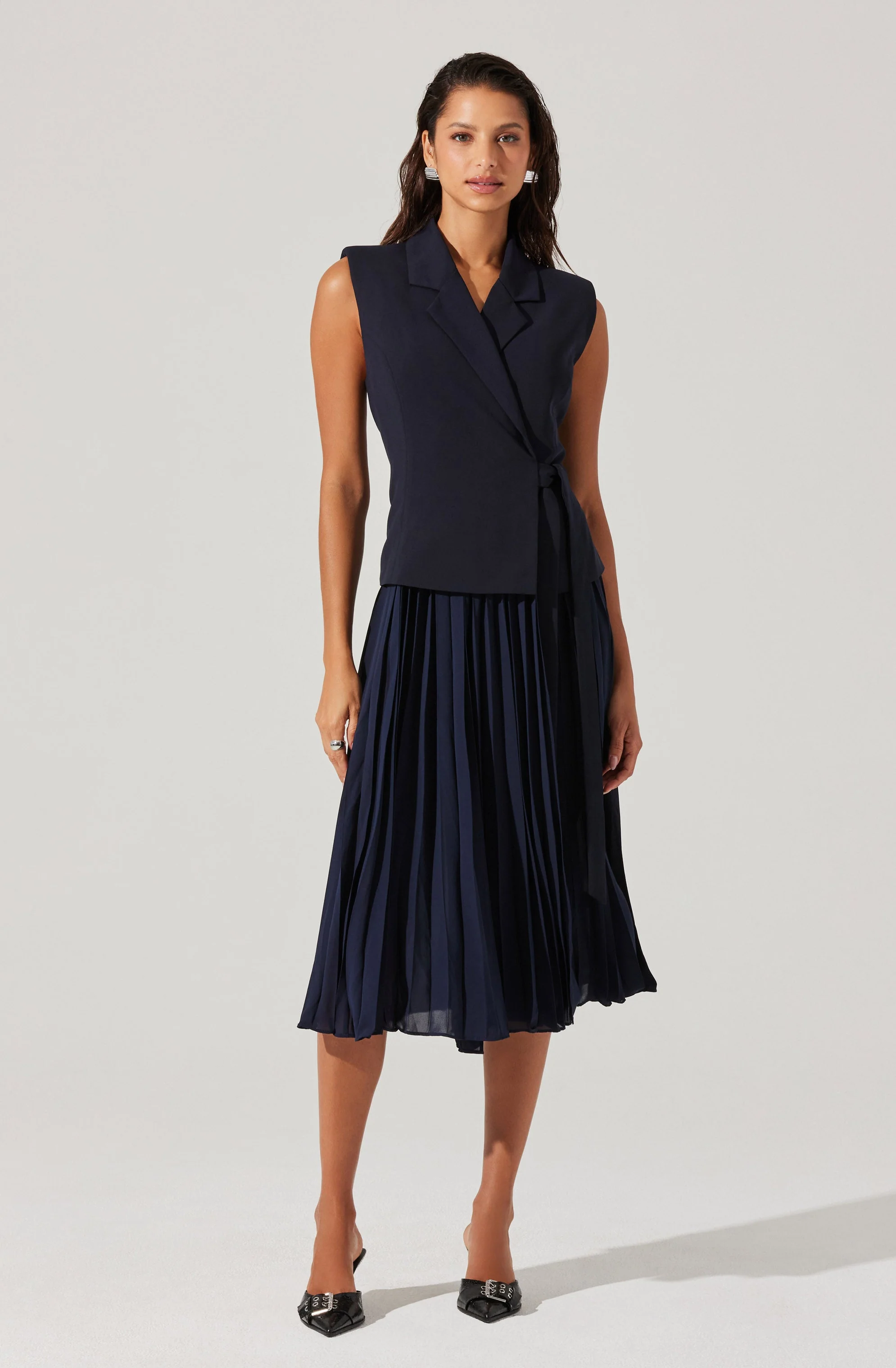 Mixed Media Vest Wrap Dress - Image 7