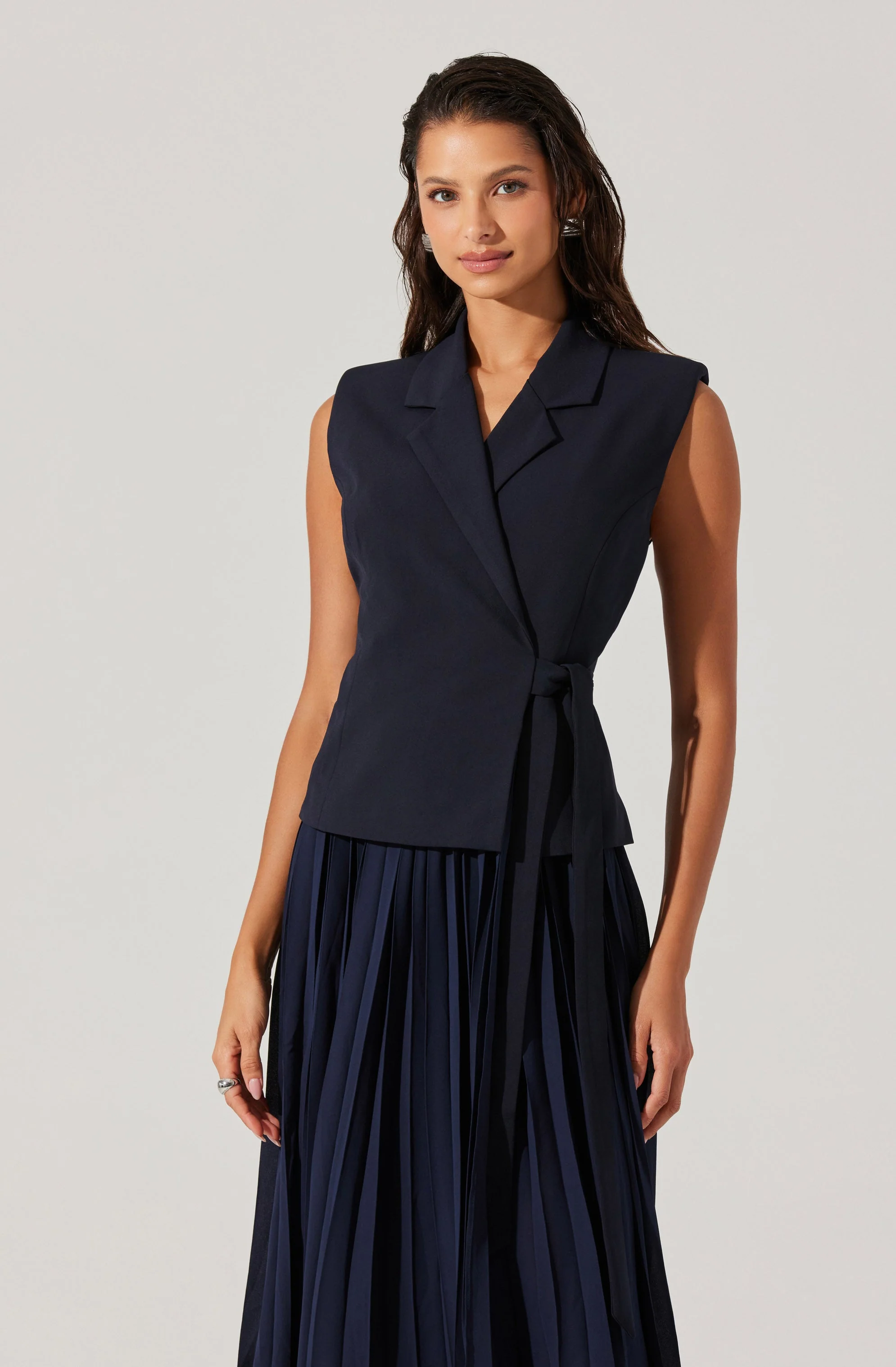 Mixed Media Vest Wrap Dress - Image 8