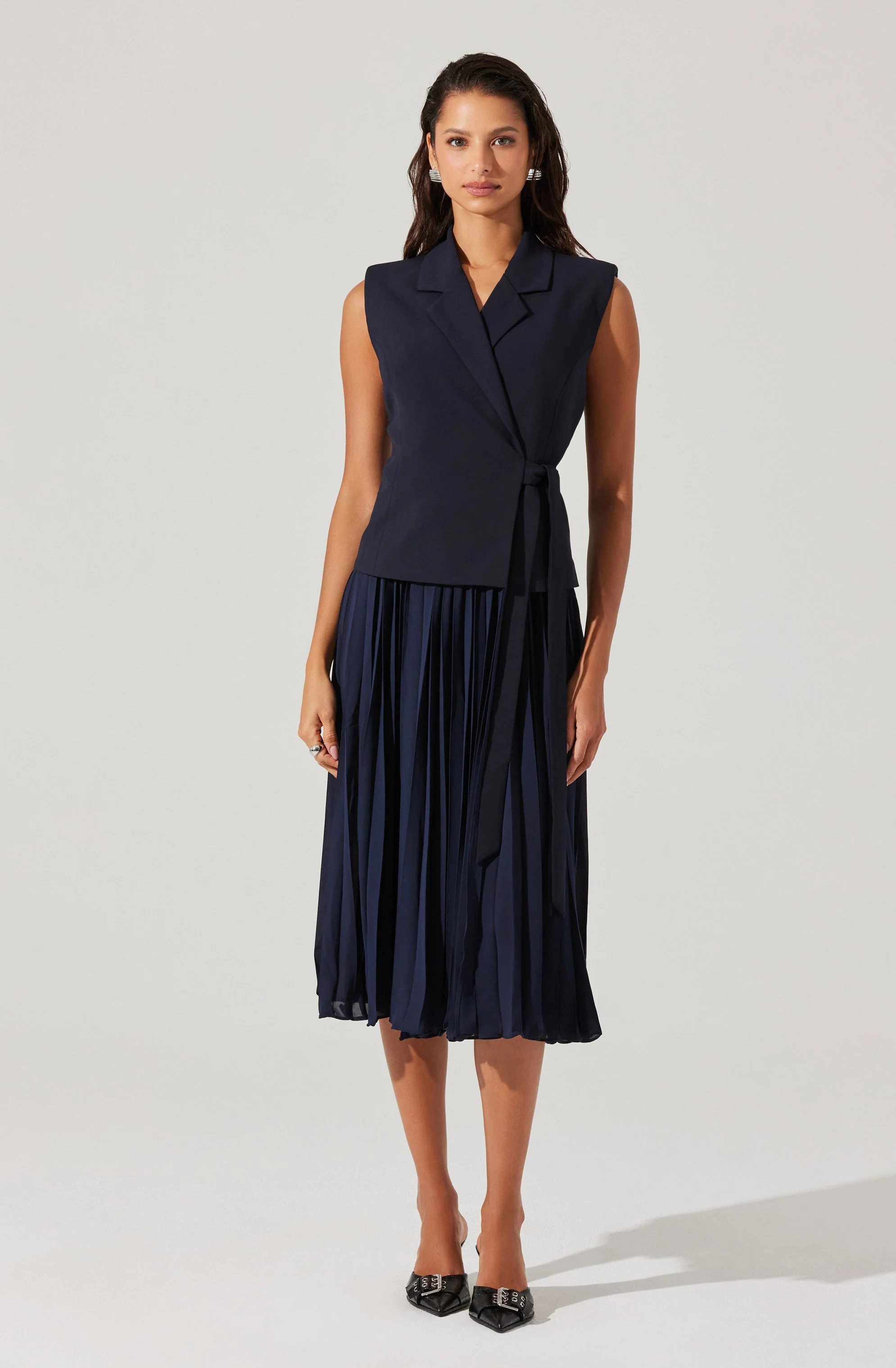 Mixed Media Vest Wrap Dress - Image 9