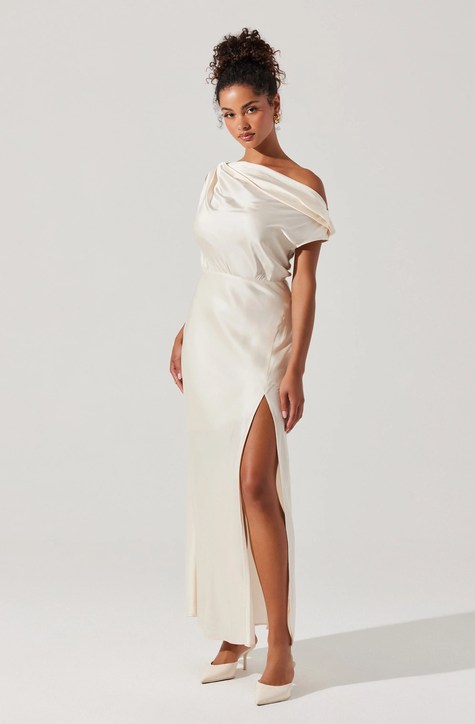 Monroe Satin Off Shoulder Maxi Dress - Image 3