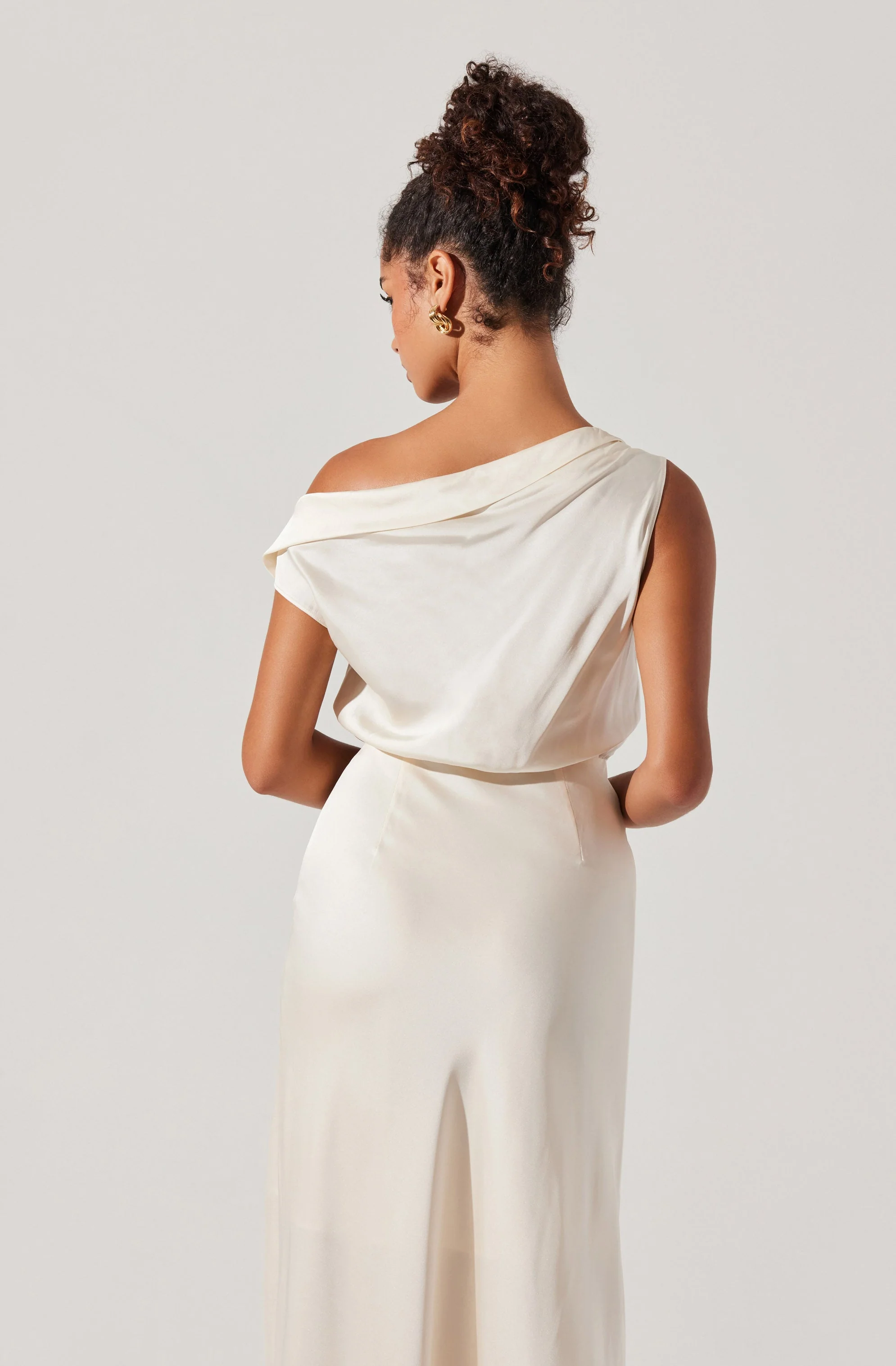 Monroe Satin Off Shoulder Maxi Dress - Image 4