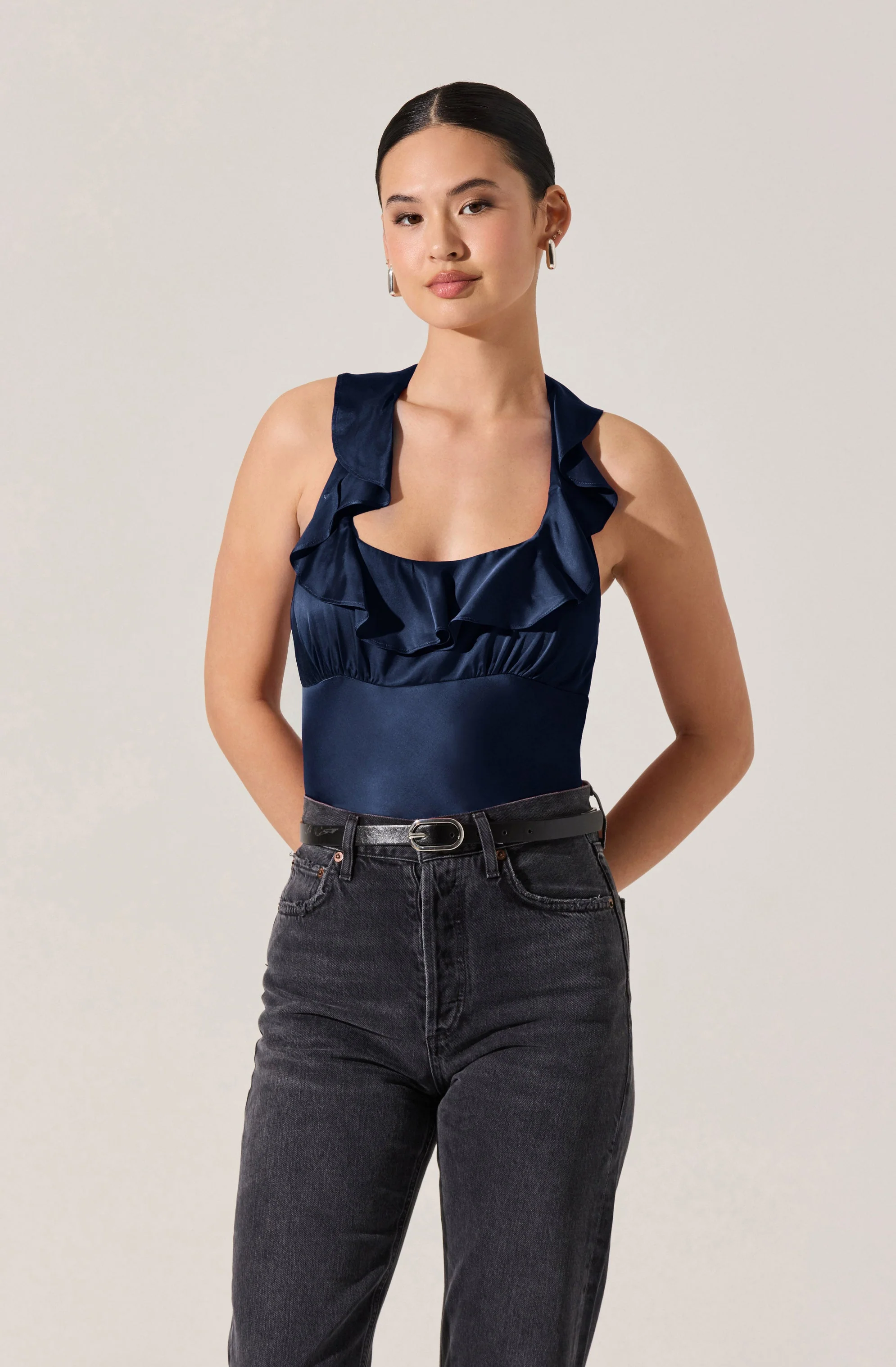 Morrigan Satin Ruffle Halter Top - Image 6