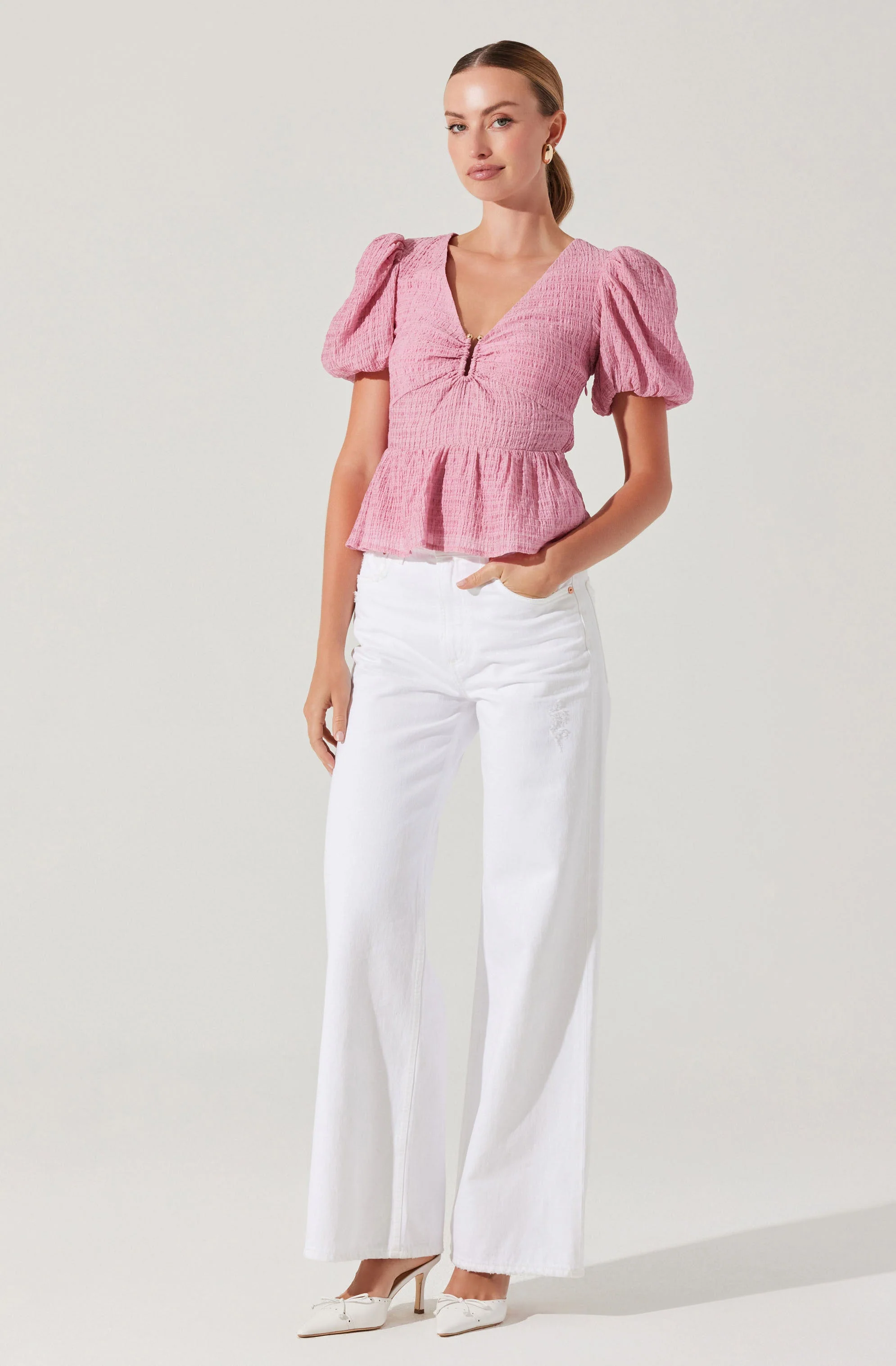 Mylah Puff Sleeve Peplum Top - Image 12