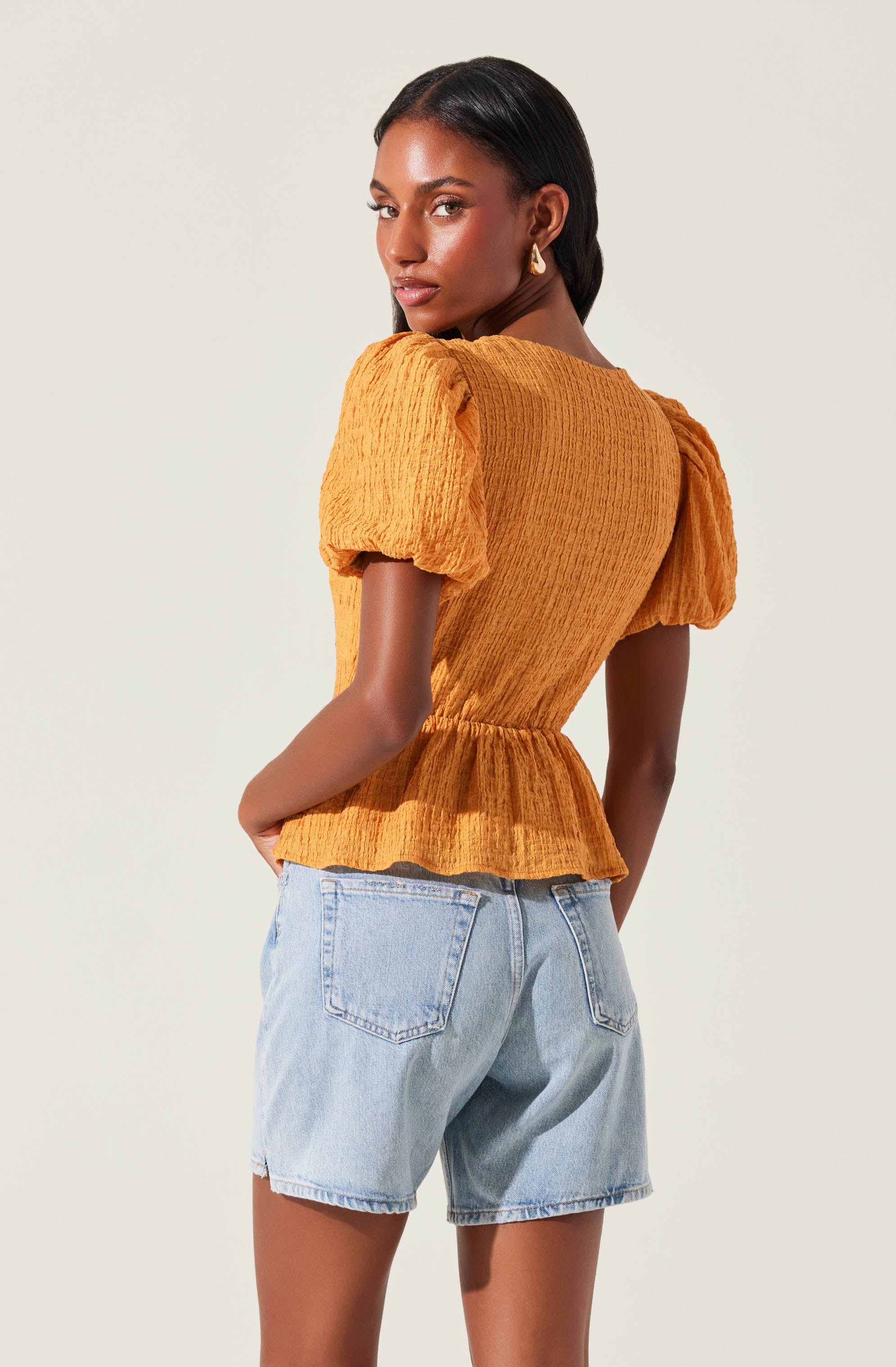 Mylah Puff Sleeve Peplum Top - Image 2
